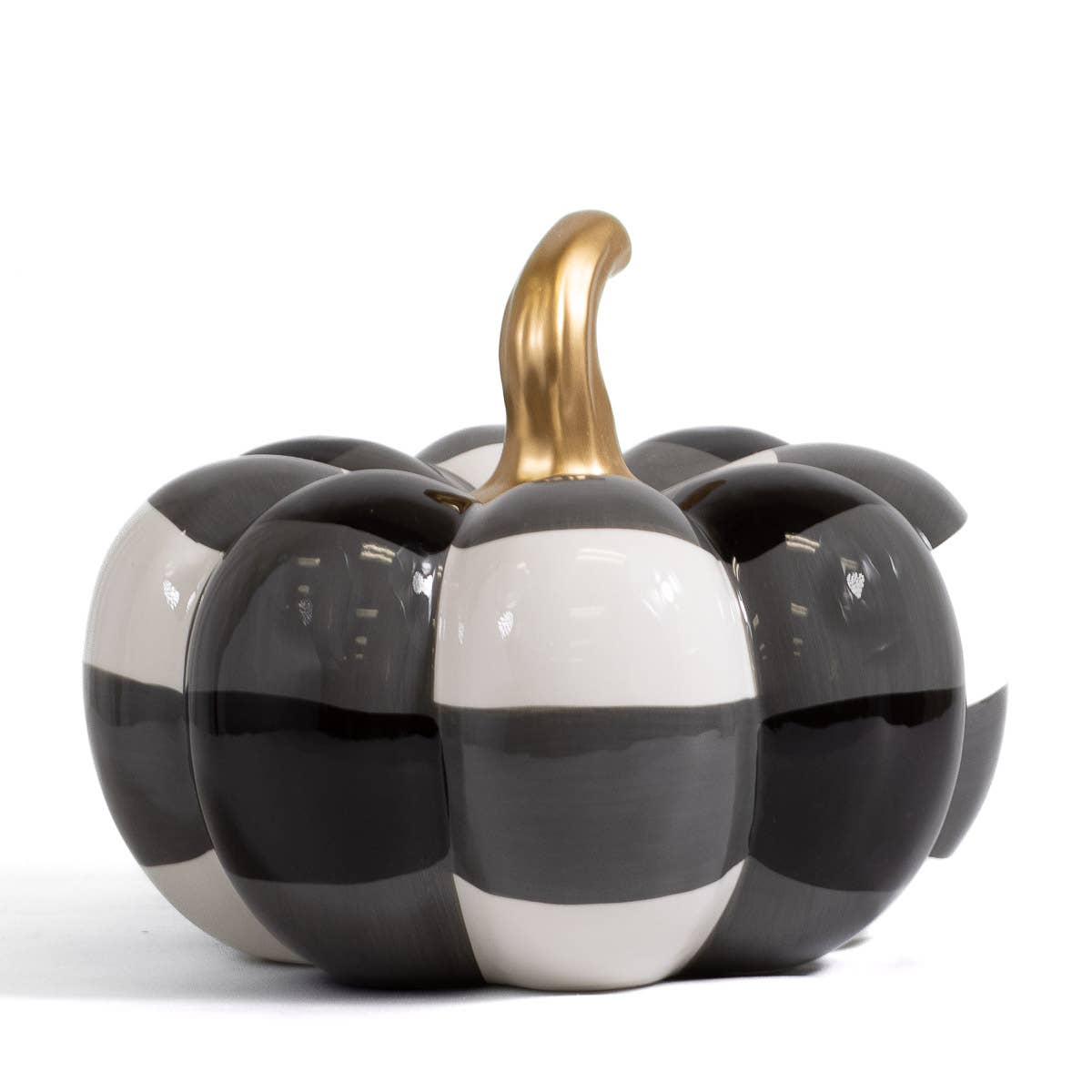 White and Black Check Ceramic Pumpkin