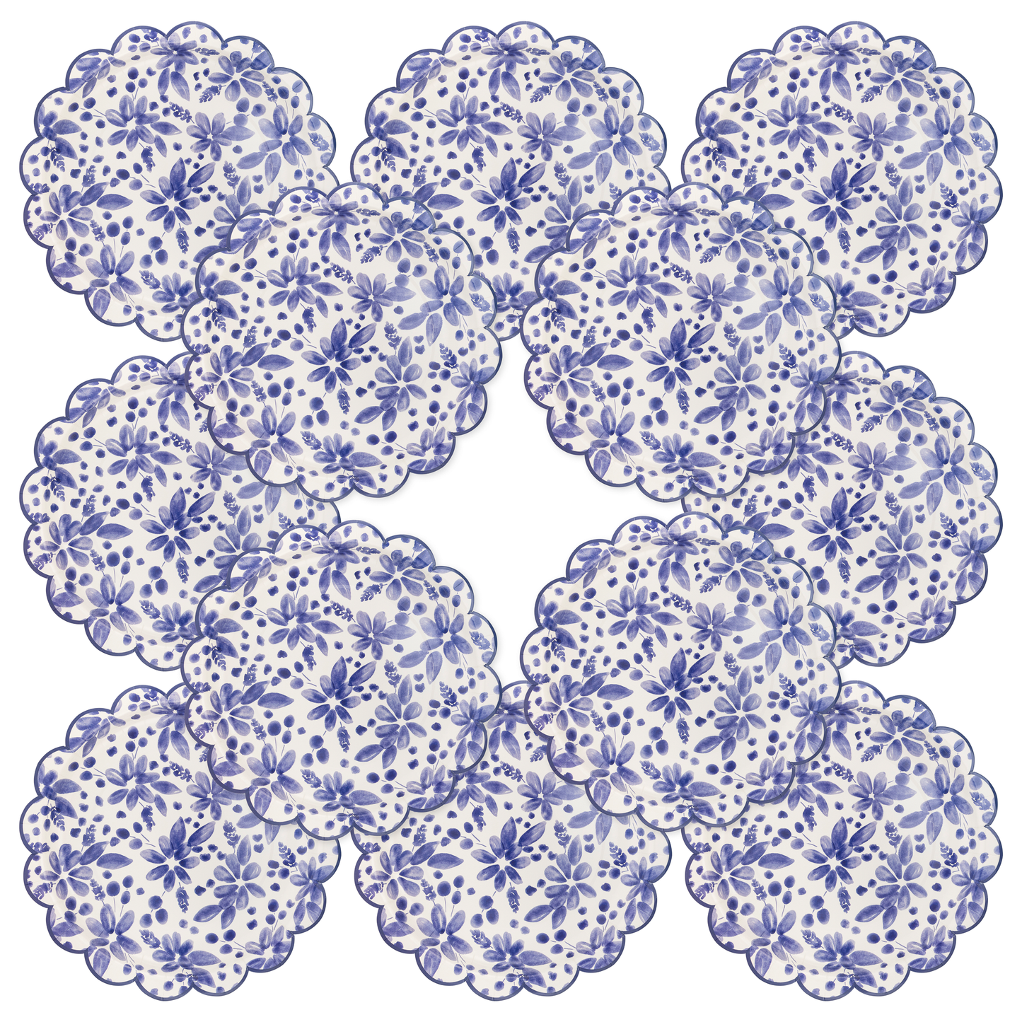Blue Floral Paper Plate