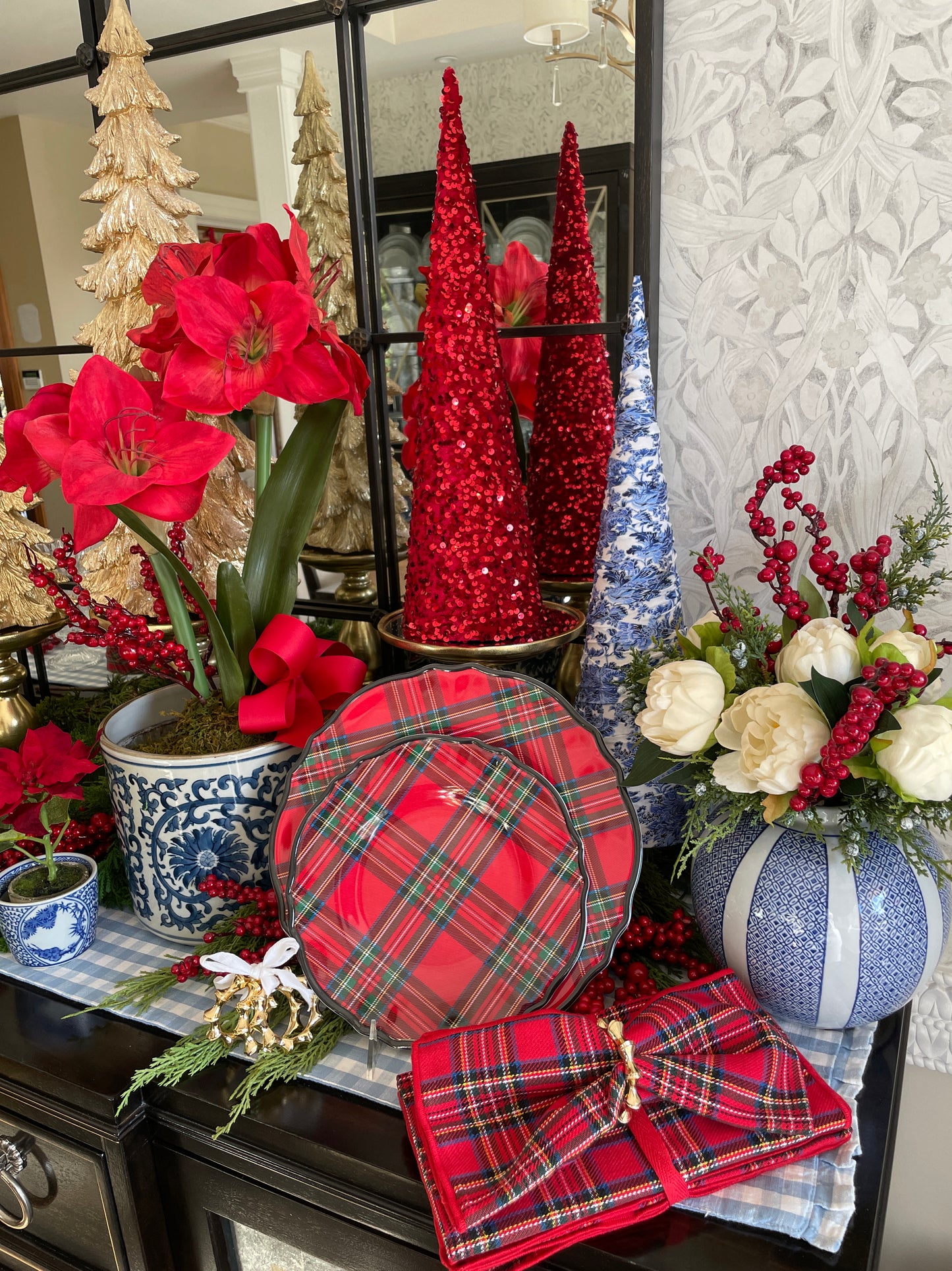 Tartan Melamine Dessert Plates, Set of 4