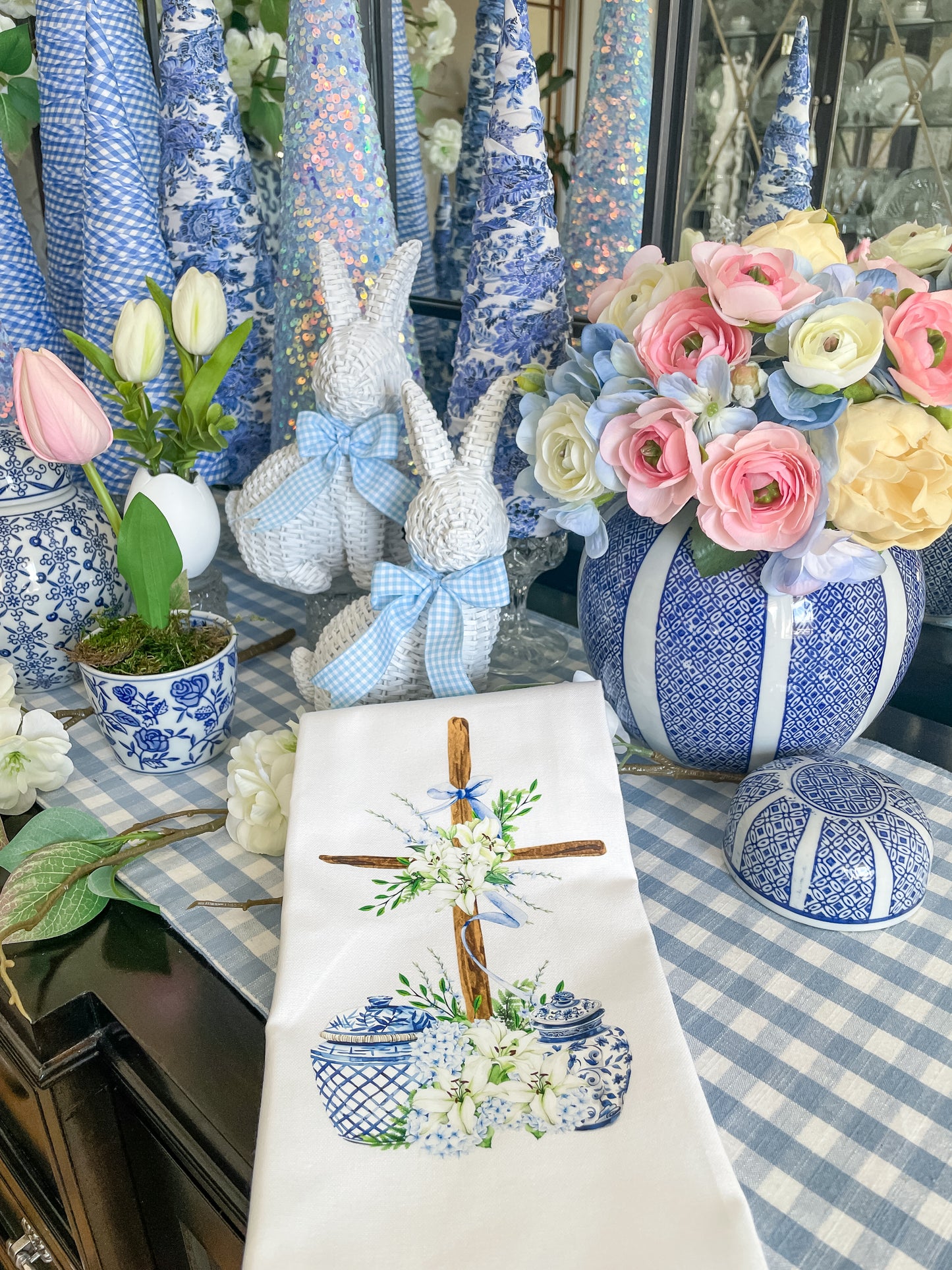 Easter Flowers With Cross and Jars
