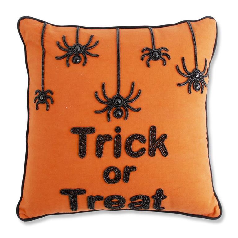 Trick or Treat Pillow With Spiders