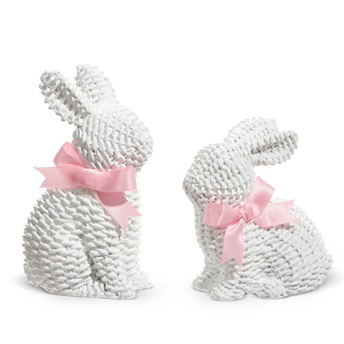 White Basketweave Mini Bunnies, Set of 2