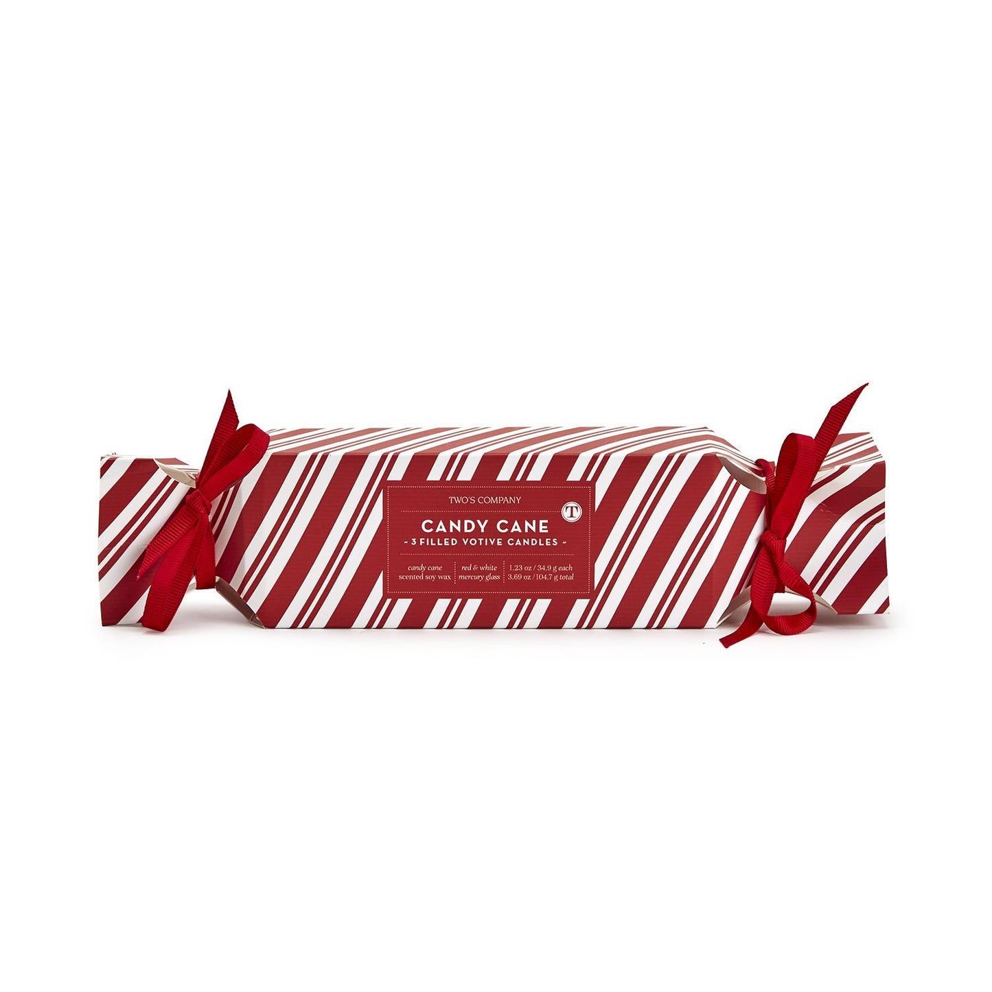 Candy Cane Cracker Scented Candles, Set of 3