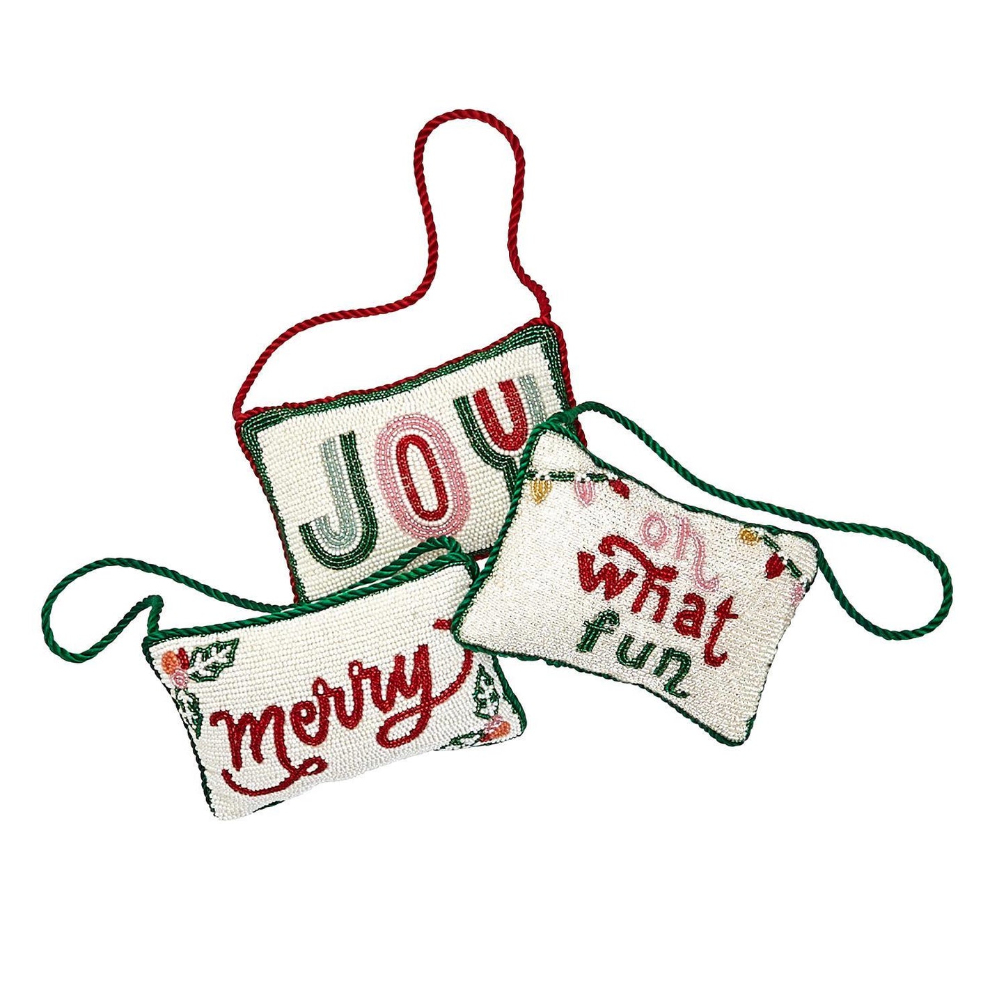 Merriment Hand-Beaded Ornament/Door Hanging Pillow