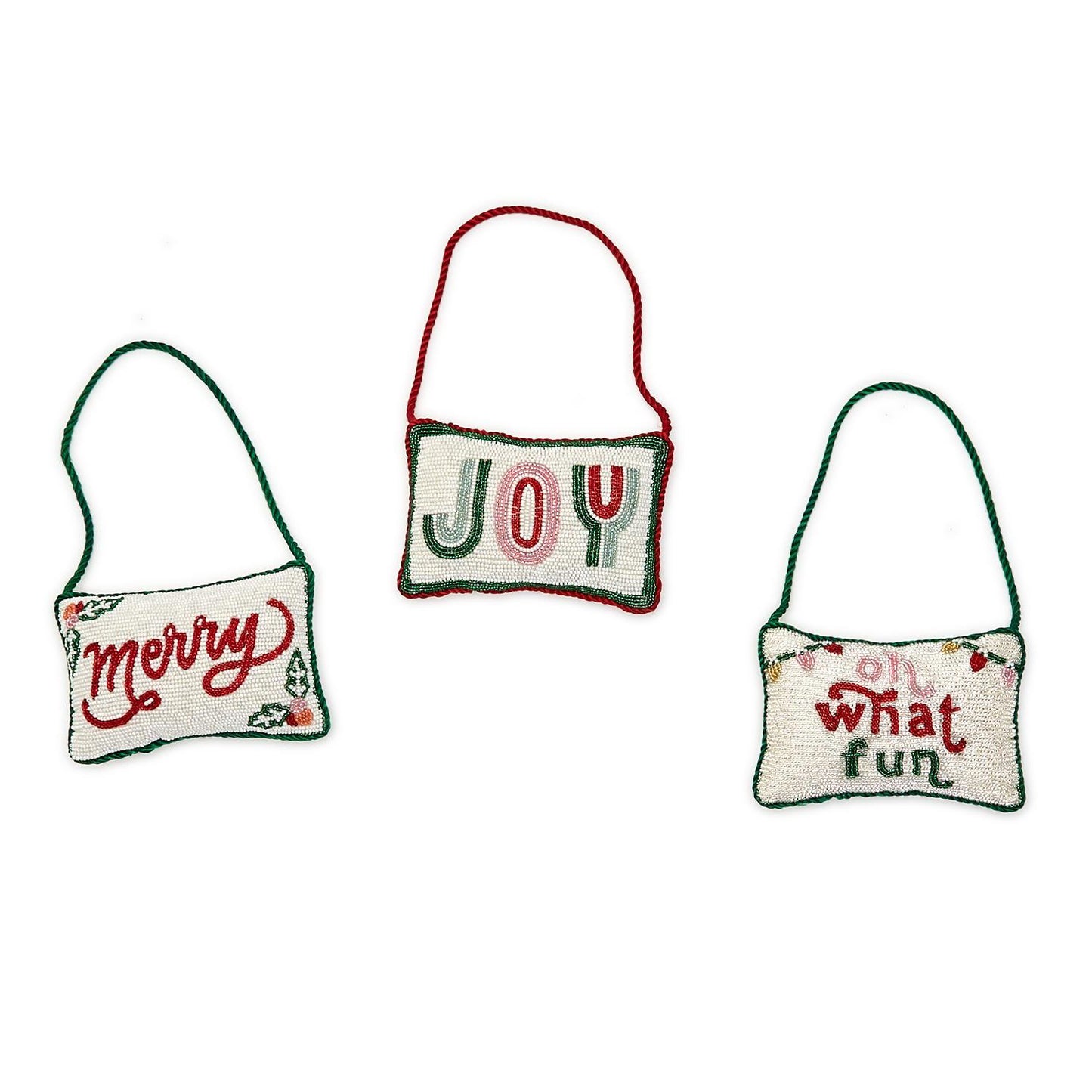 Merriment Hand-Beaded Ornament/Door Hanging Pillow