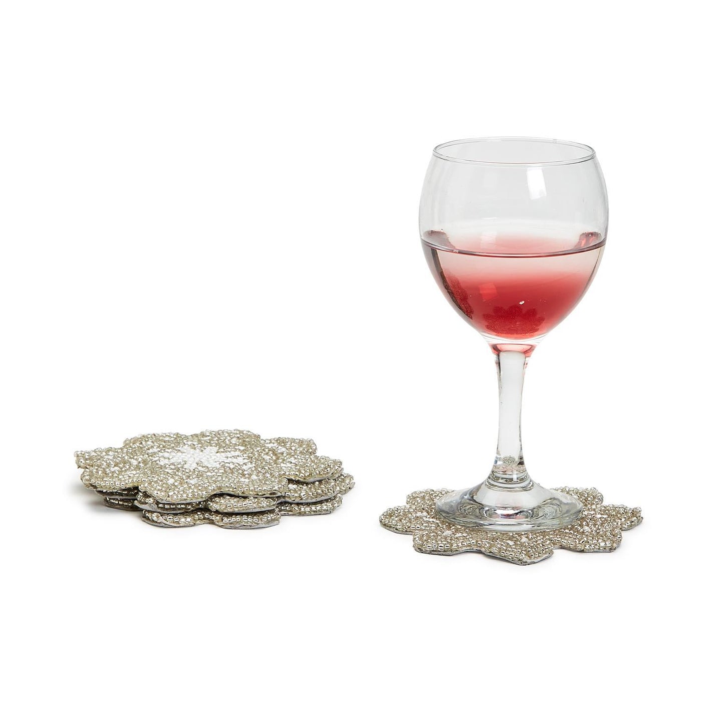 Snowflake Beaded Coasters, Set of 4
