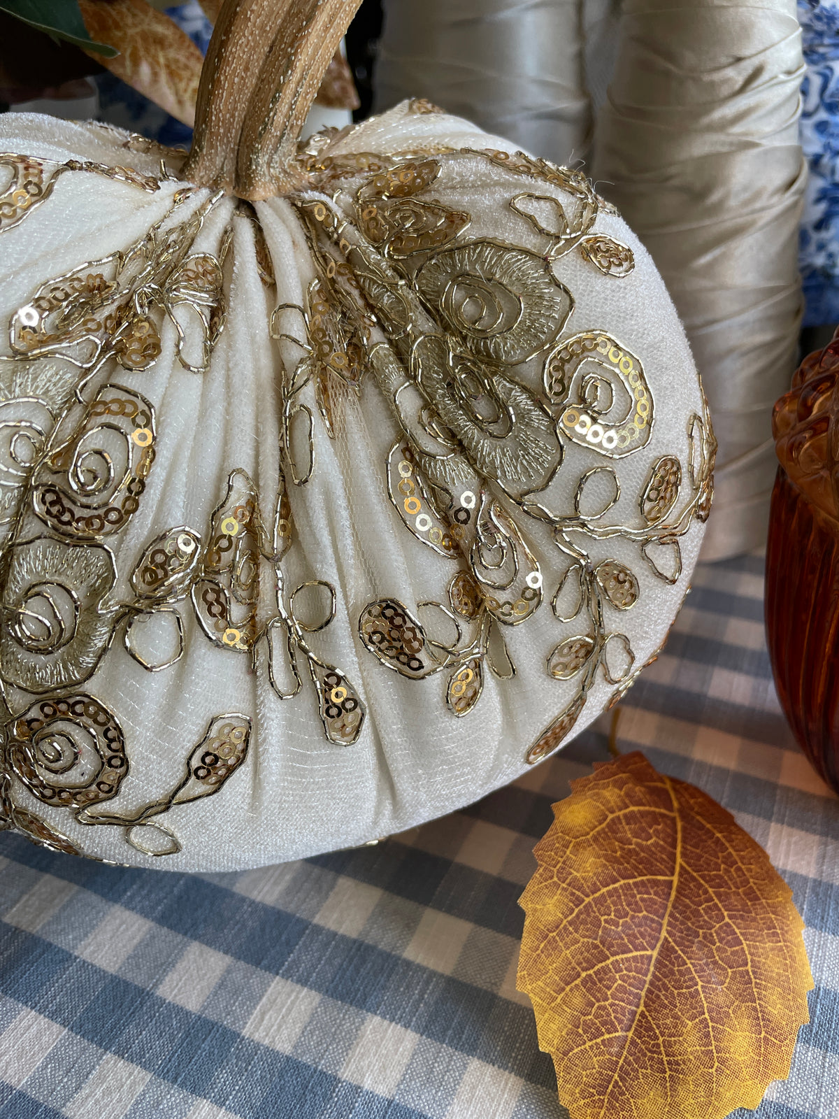 Gold Sequin Embellished Pumpkin