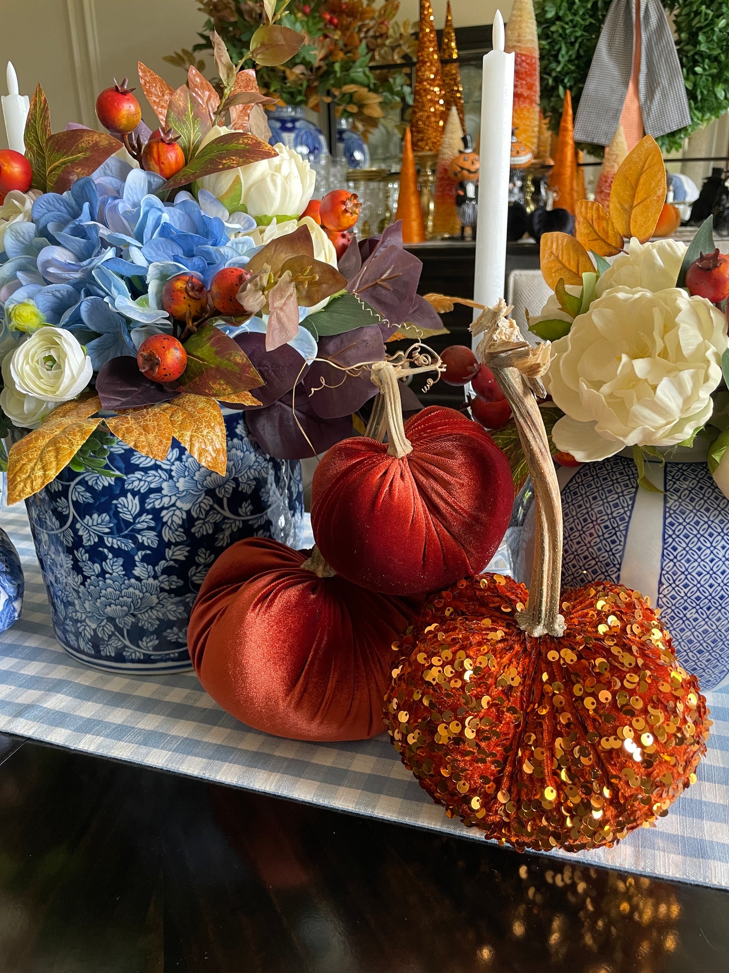 Sequin Embellished Pumpkin in Rust