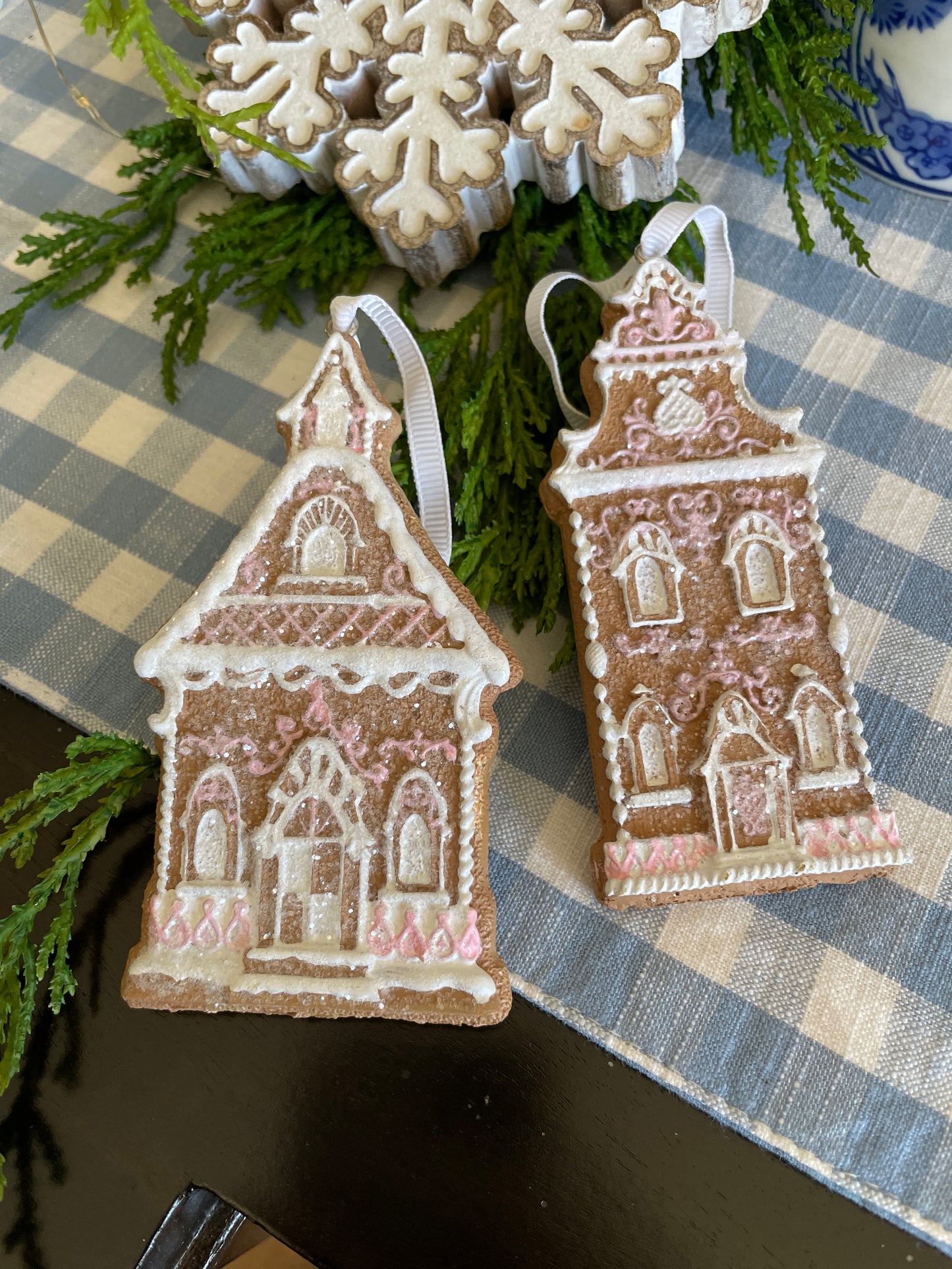 Gingerbread Church Ornaments, Set of 2
