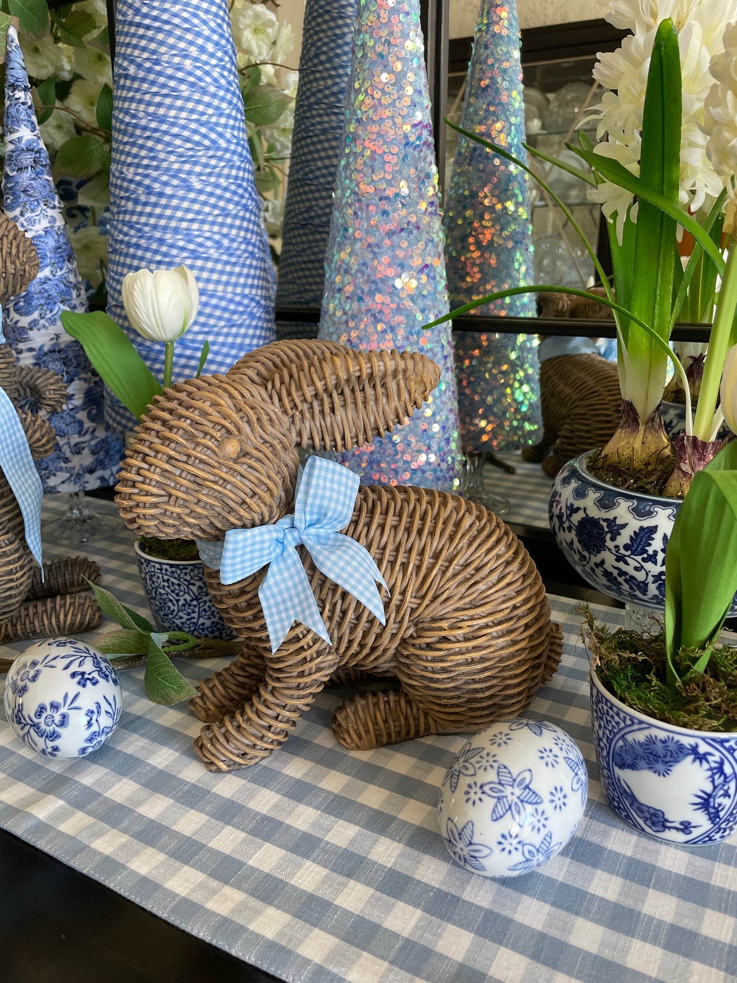 Brown Basketweave Bunnies, Set of 2