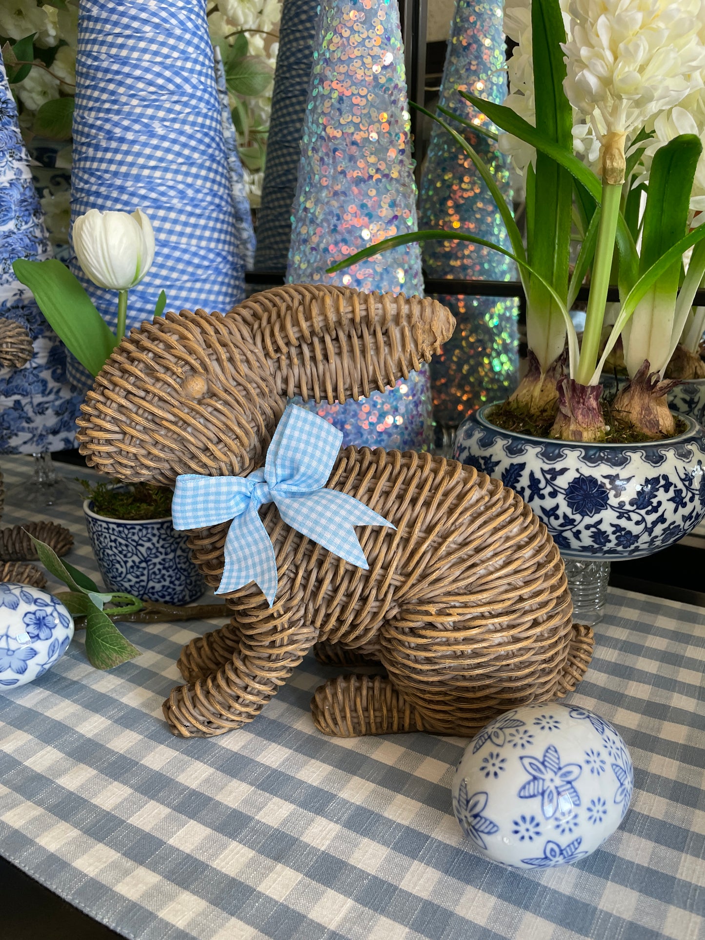Brown Basketweave Bunnies, Set of 2
