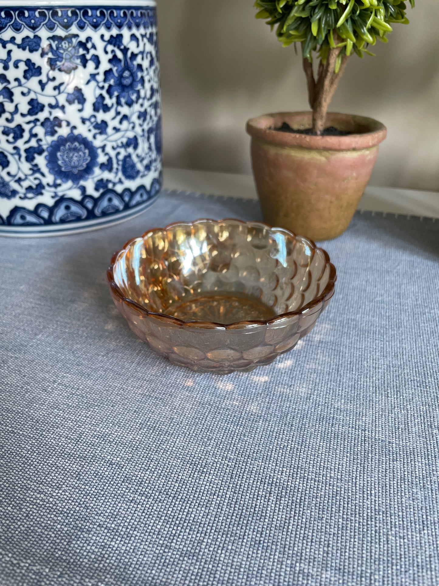 Vintage Anchor Hocking Bubble Glass Amber Bowl