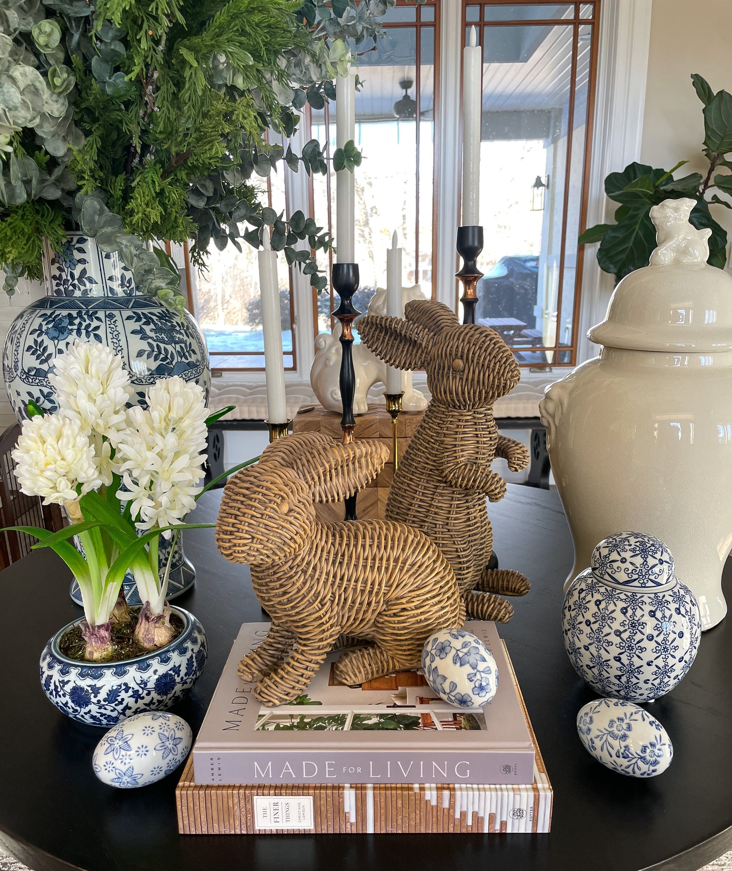 Brown Basketweave Bunnies, Set of 2