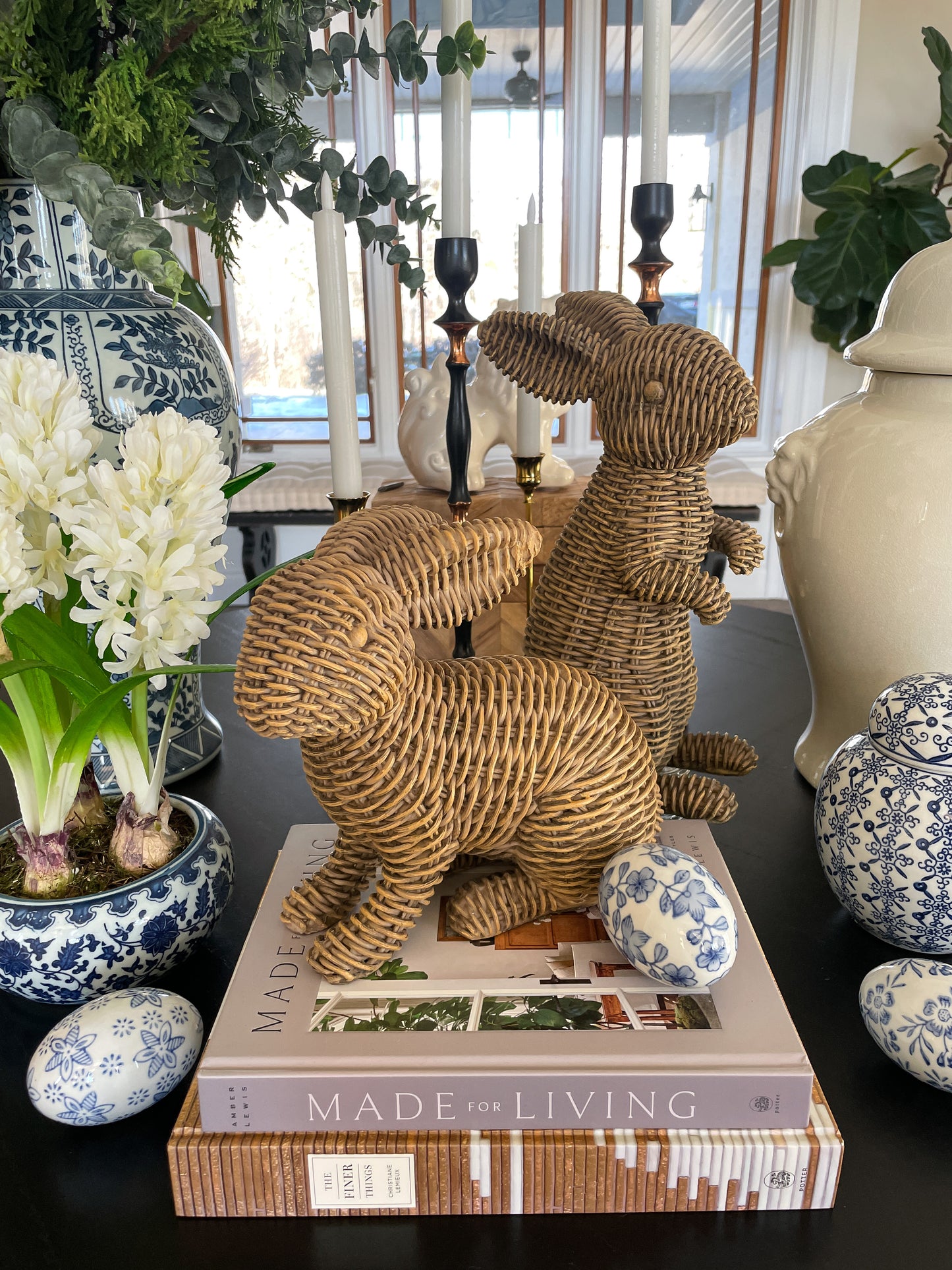Brown Basketweave Bunnies, Set of 2