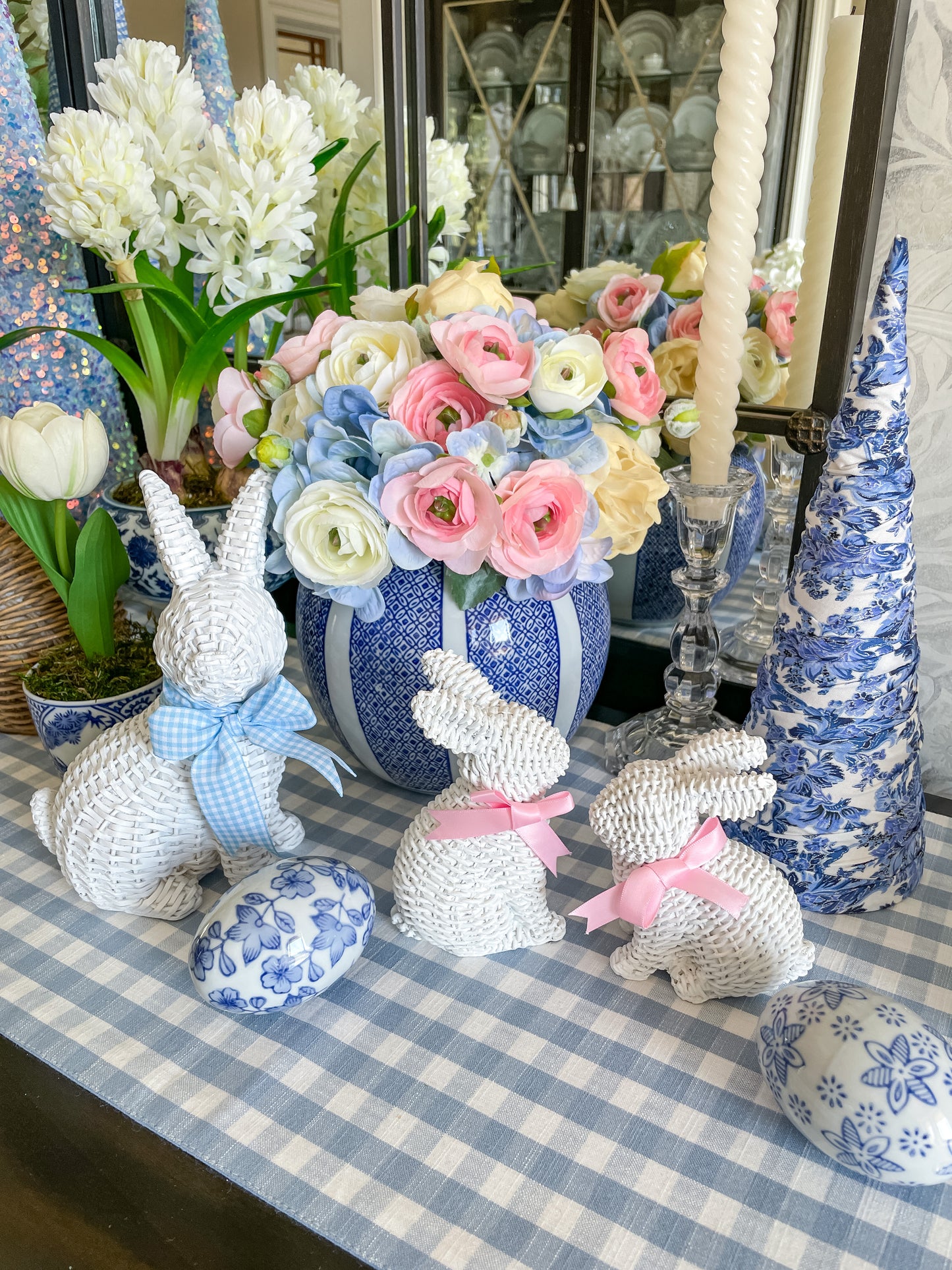 White Basketweave Mini Bunnies, Set of 2