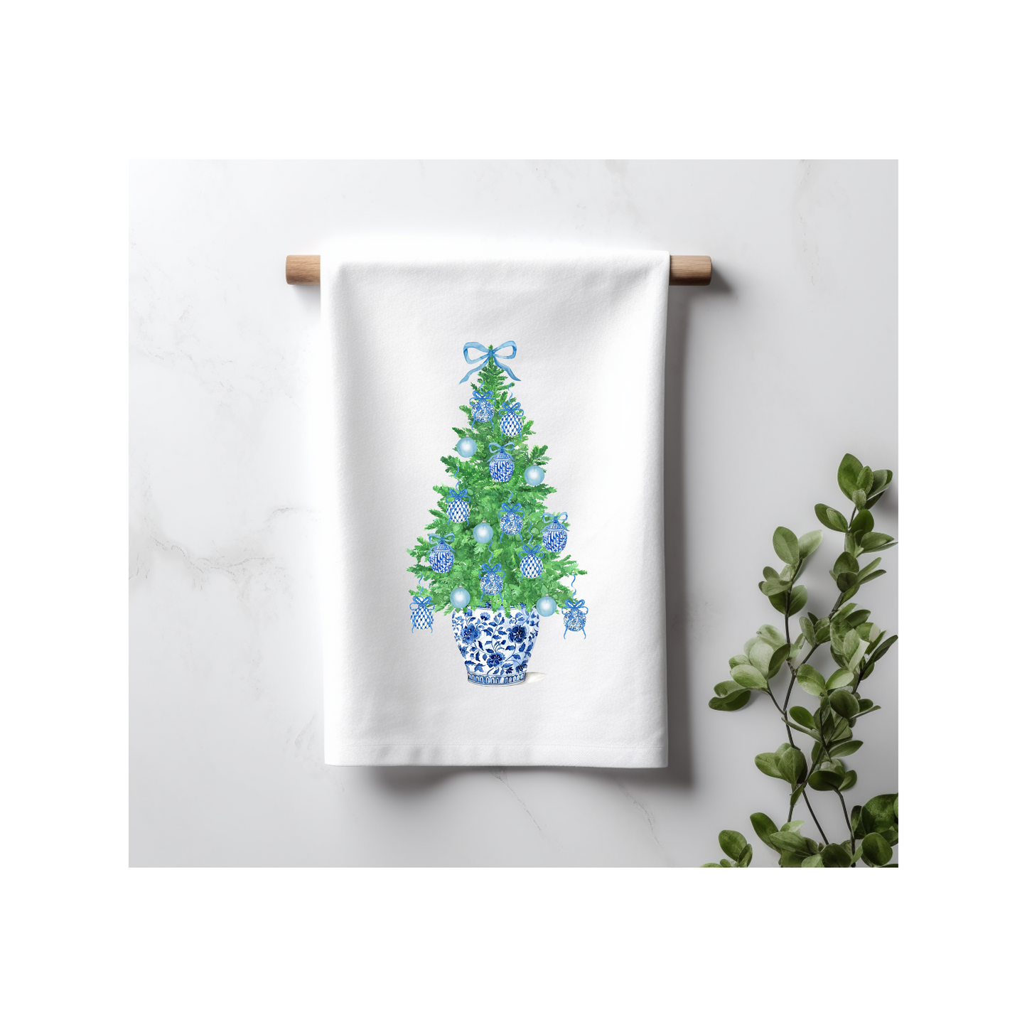 Chinoiserie Christmas Tree Kitchen Towel