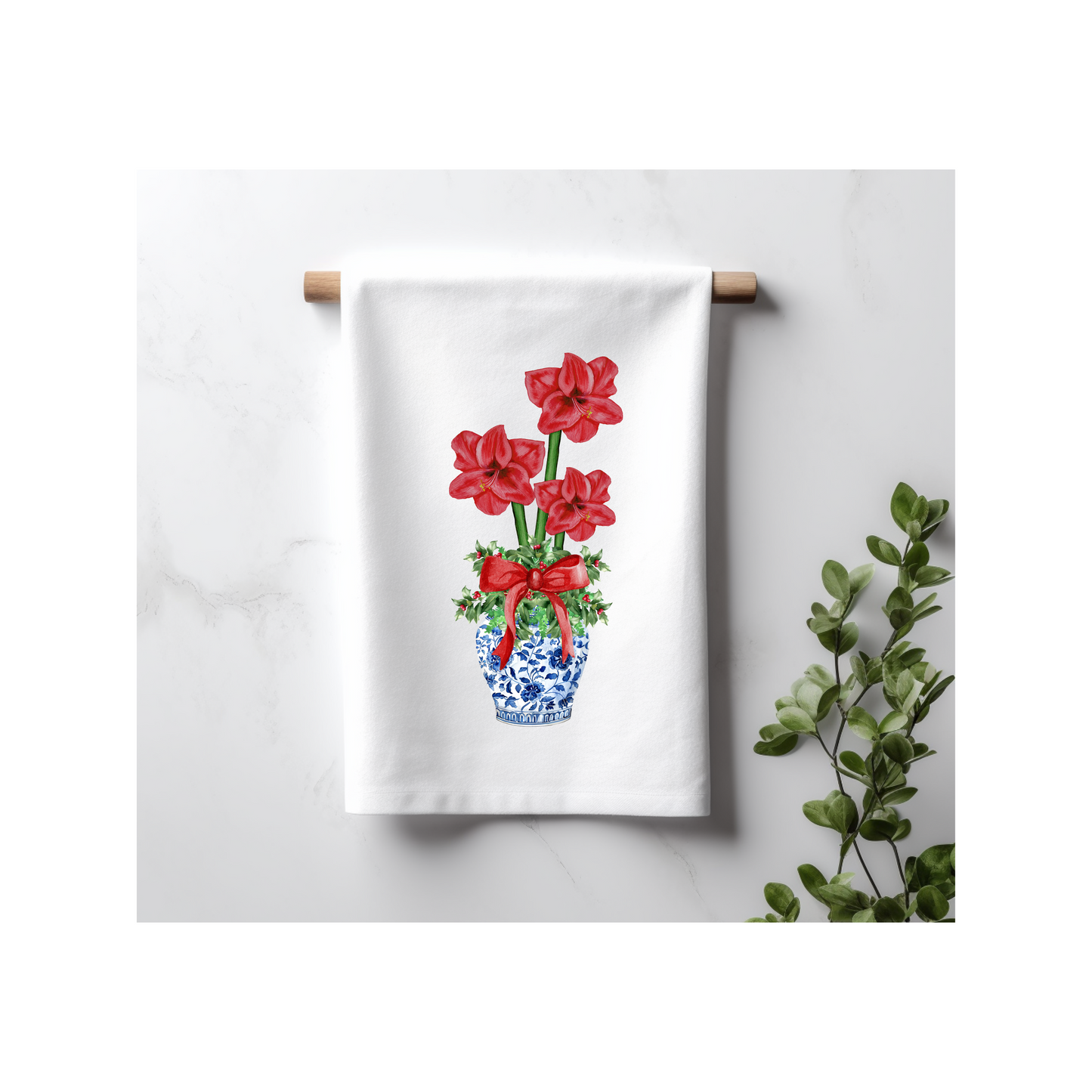 Potted Amaryllis Kitchen Towel