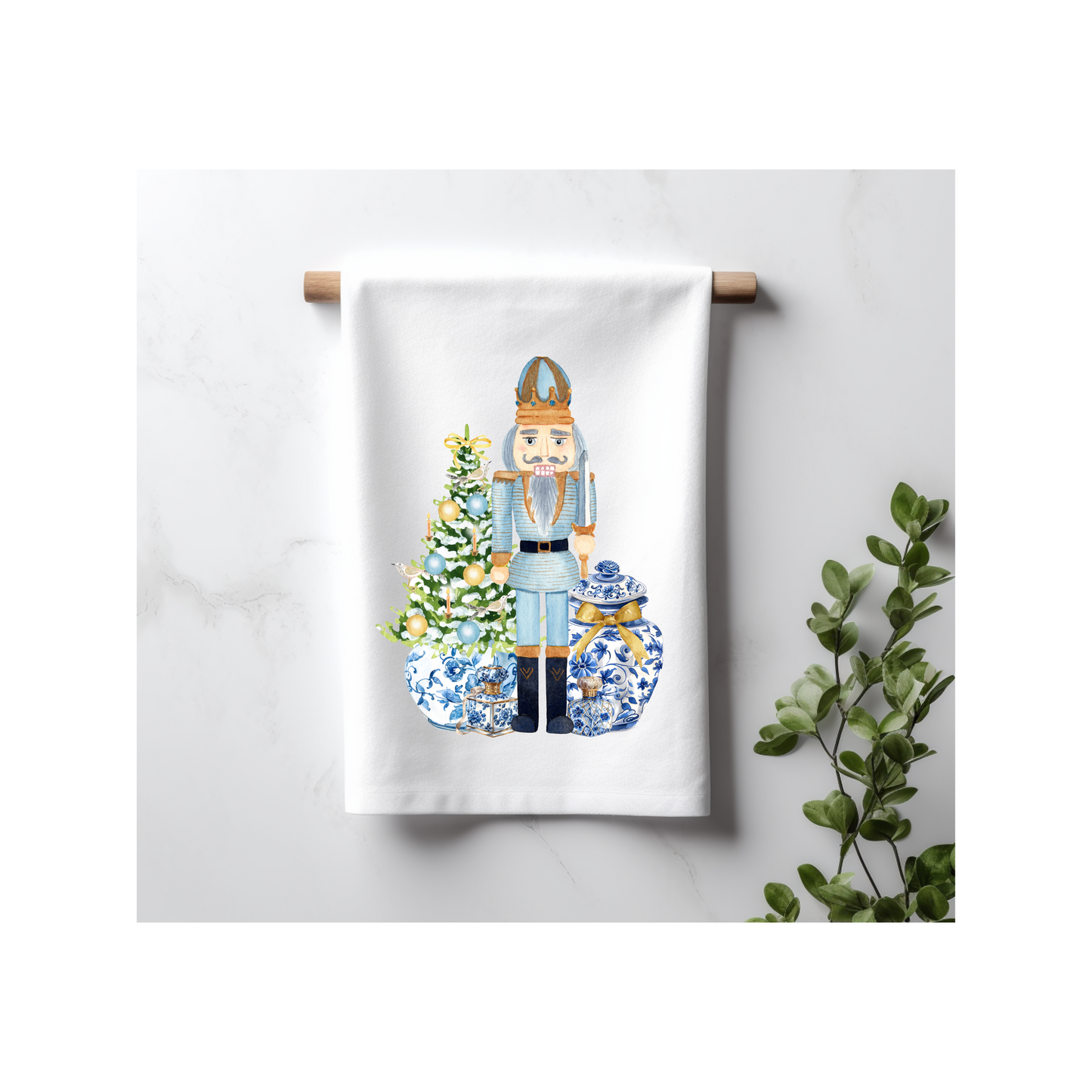 Blue and Gold Nutcracker Kitchen Towel