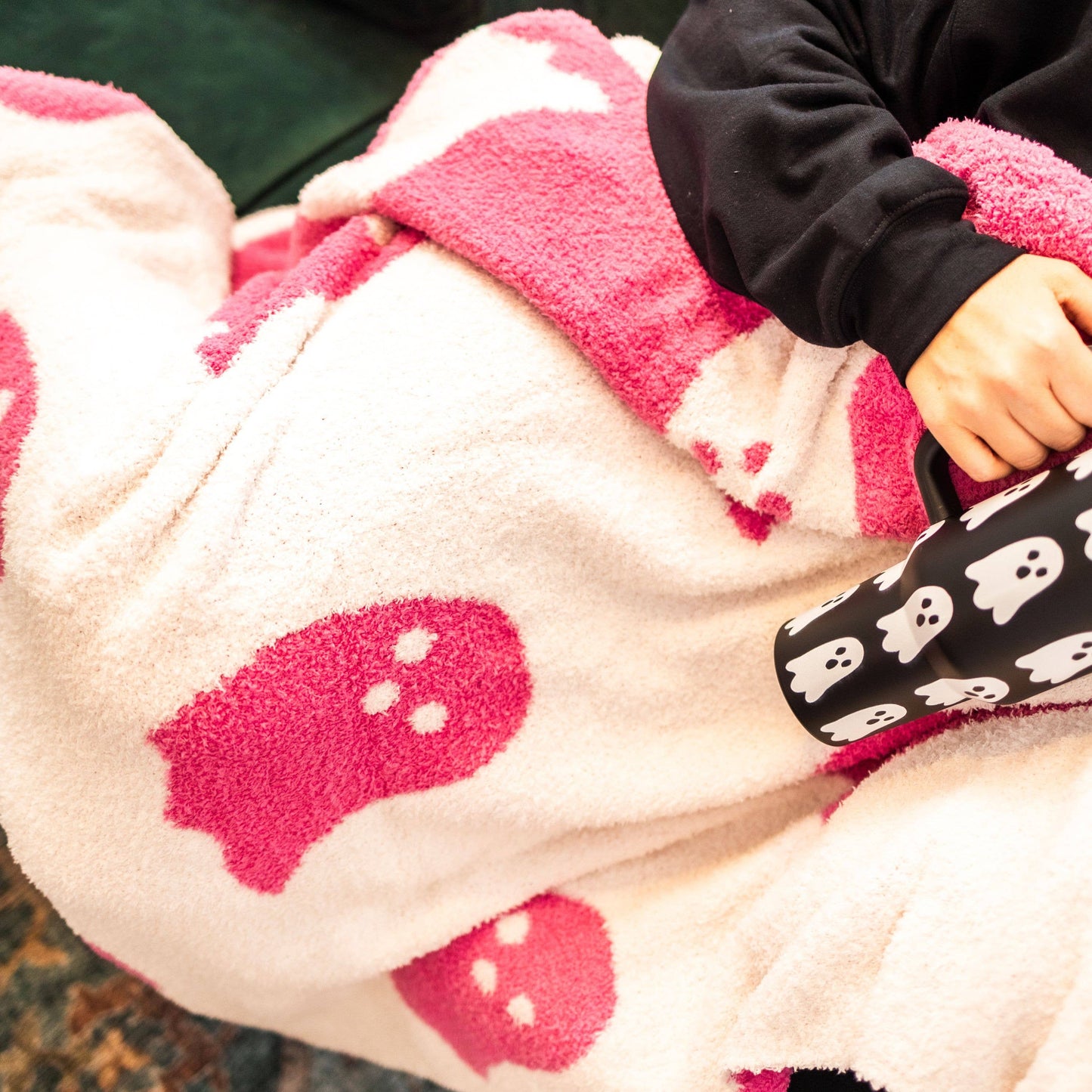 Ghost Throw Blanket, Pink