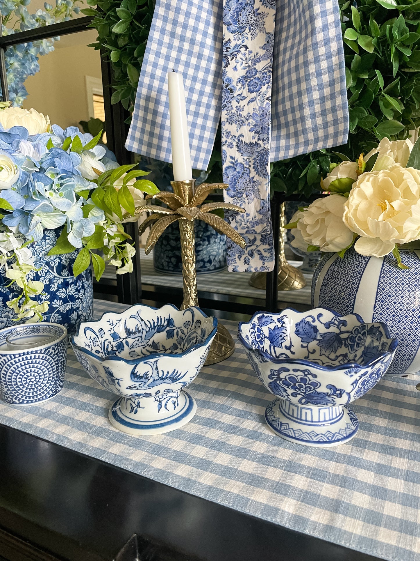Blue and White Scalloped Edge Bowl