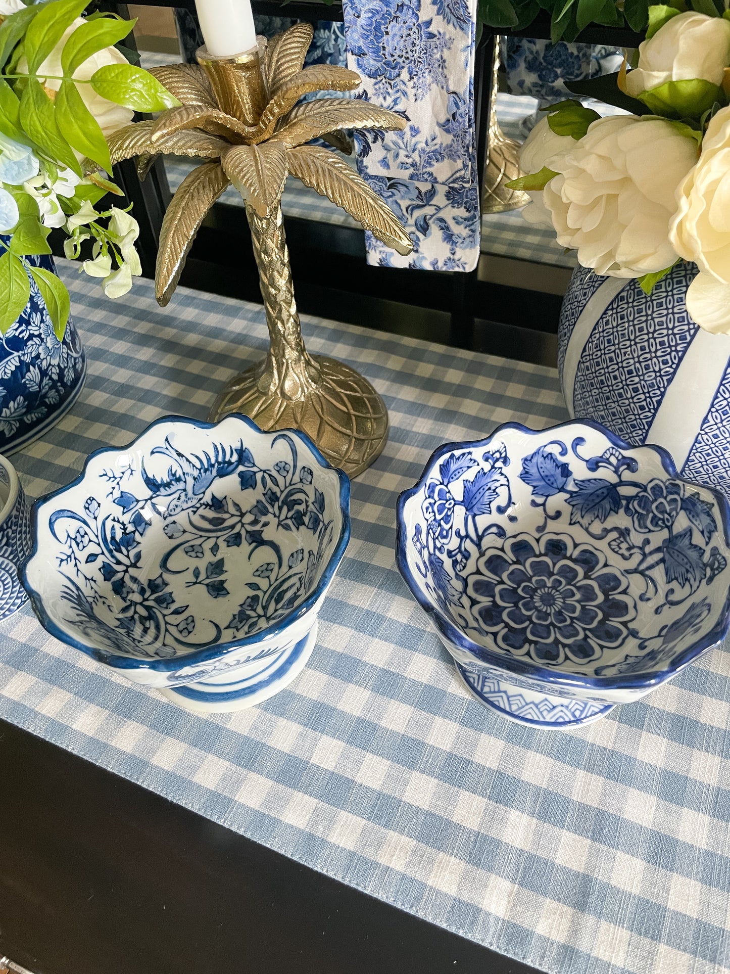Blue and White Scalloped Edge Bowl