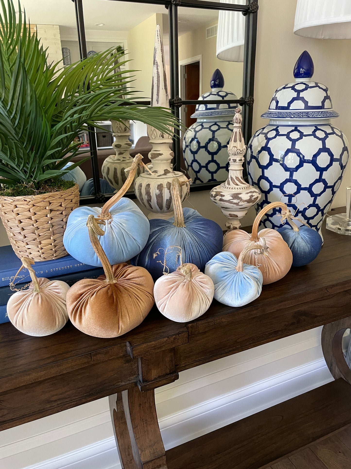 Bisque Velvet Pumpkins with Real Stem, Fall Decor,Sold Individually