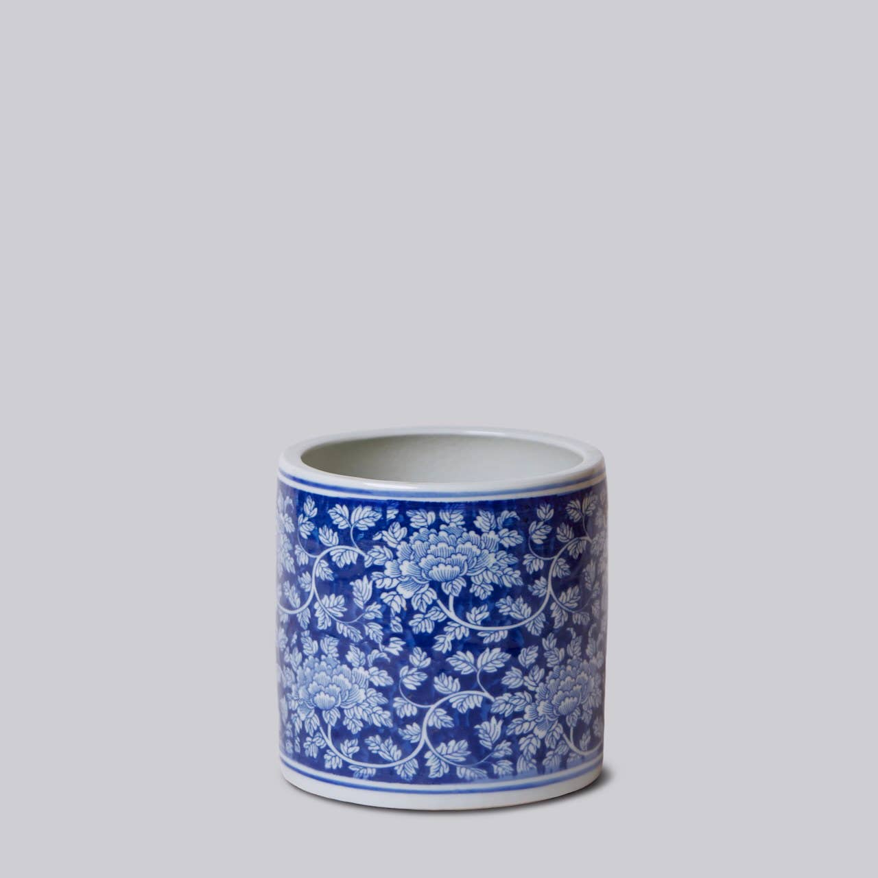 Dark Scrolling Peony Planter