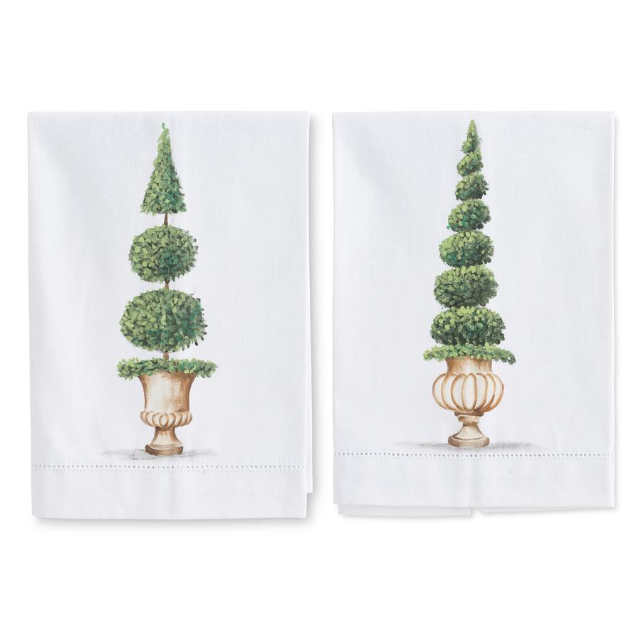 Handpainted Topiary Guest Towels