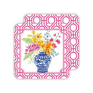 Hot Pink Border Paper Coasters