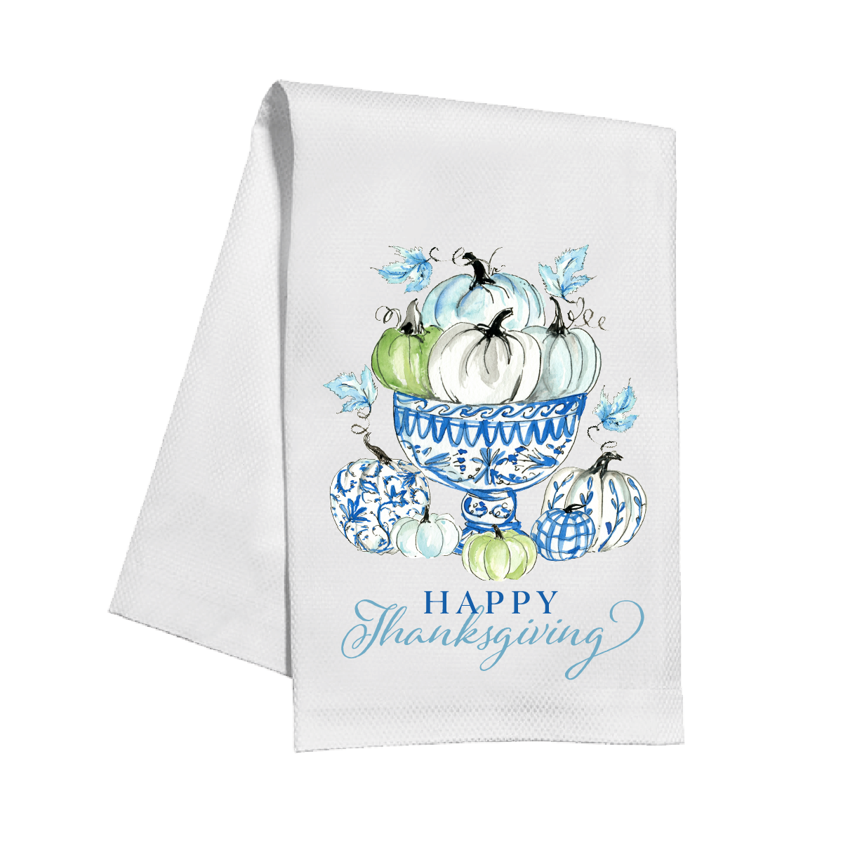 Happy Thanksgiving Chinoiserie Pumpkins Kitchen Towel