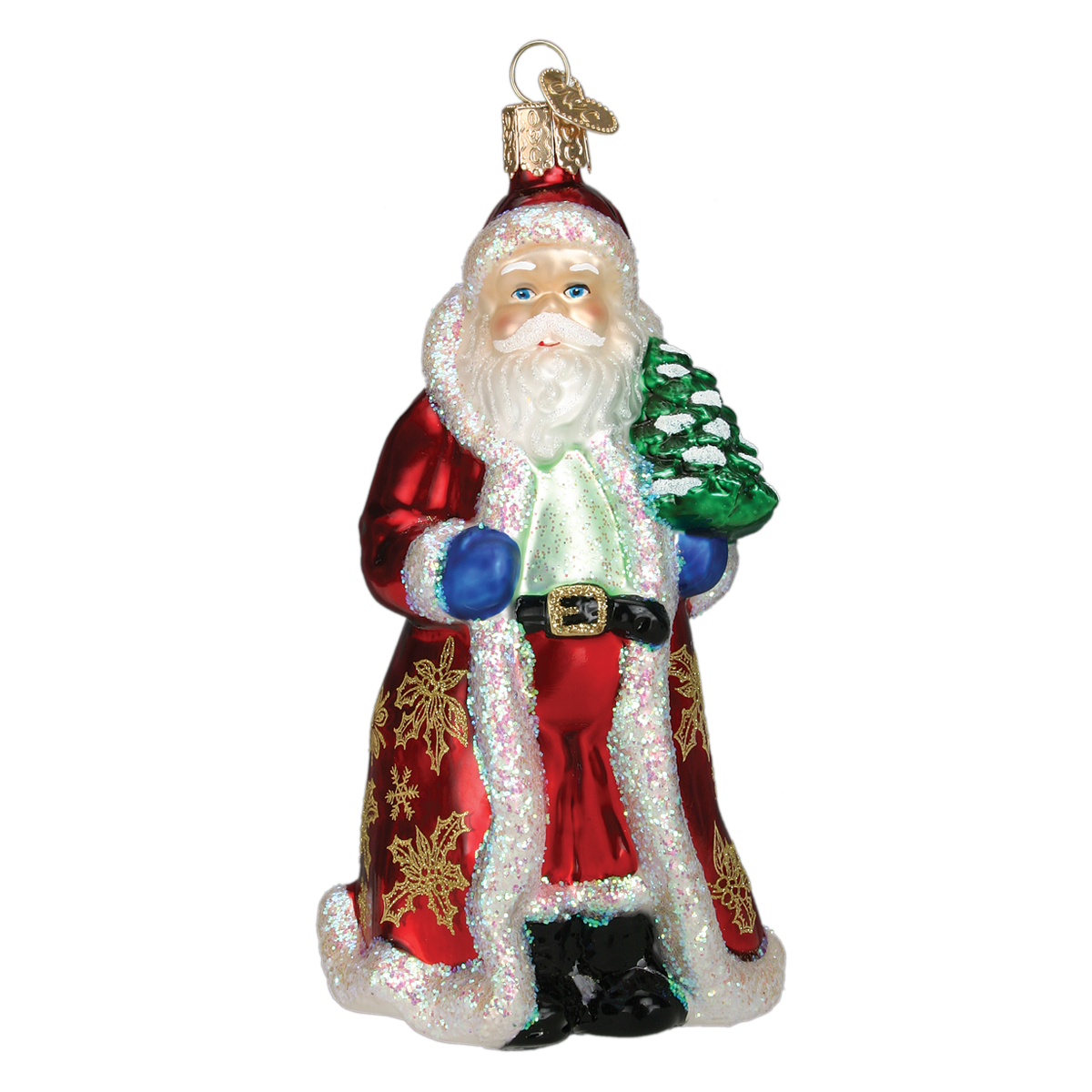 Glistening Golden Santa Ornament