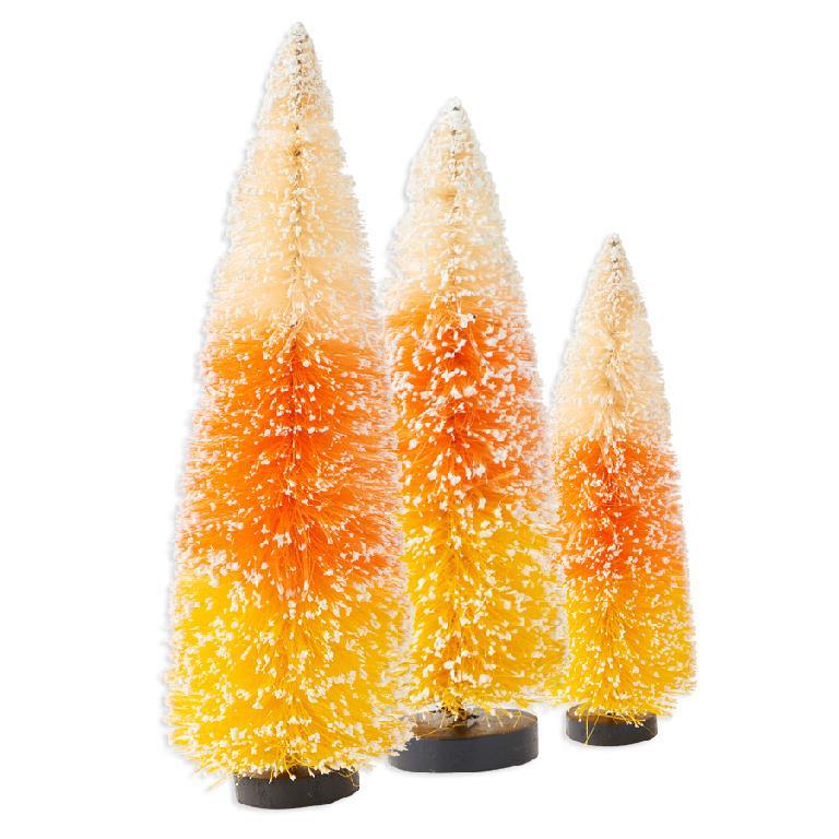 Candy Corn Bottle Brush Trees, Glittered
