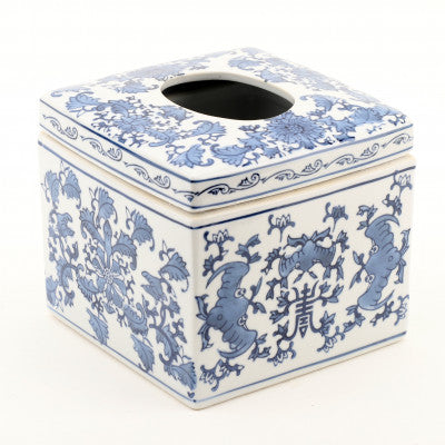 Blue and White Tissue Box Holder – The Permanent Garden