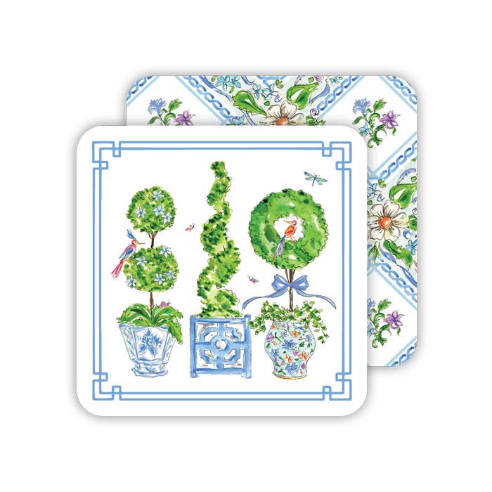 Blue Enchanted Topiaries Enchanted Lattice Paper Coaster