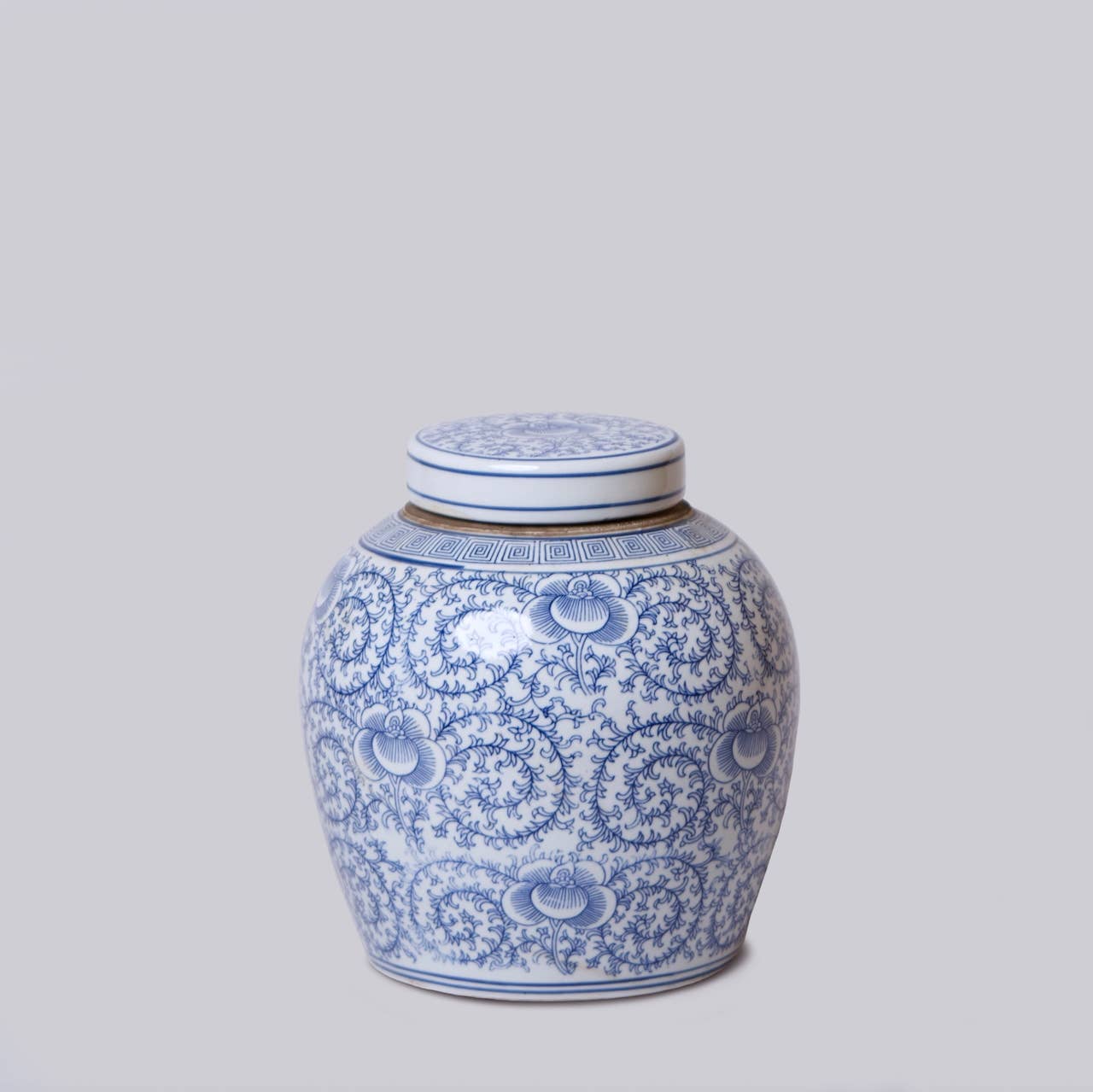 Scrolling Peony Jar