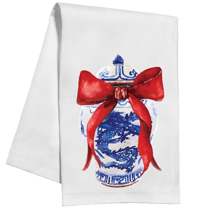 Tom Tom Holiday Asian Chinoiserie Pot with Bow Kitchen Towel