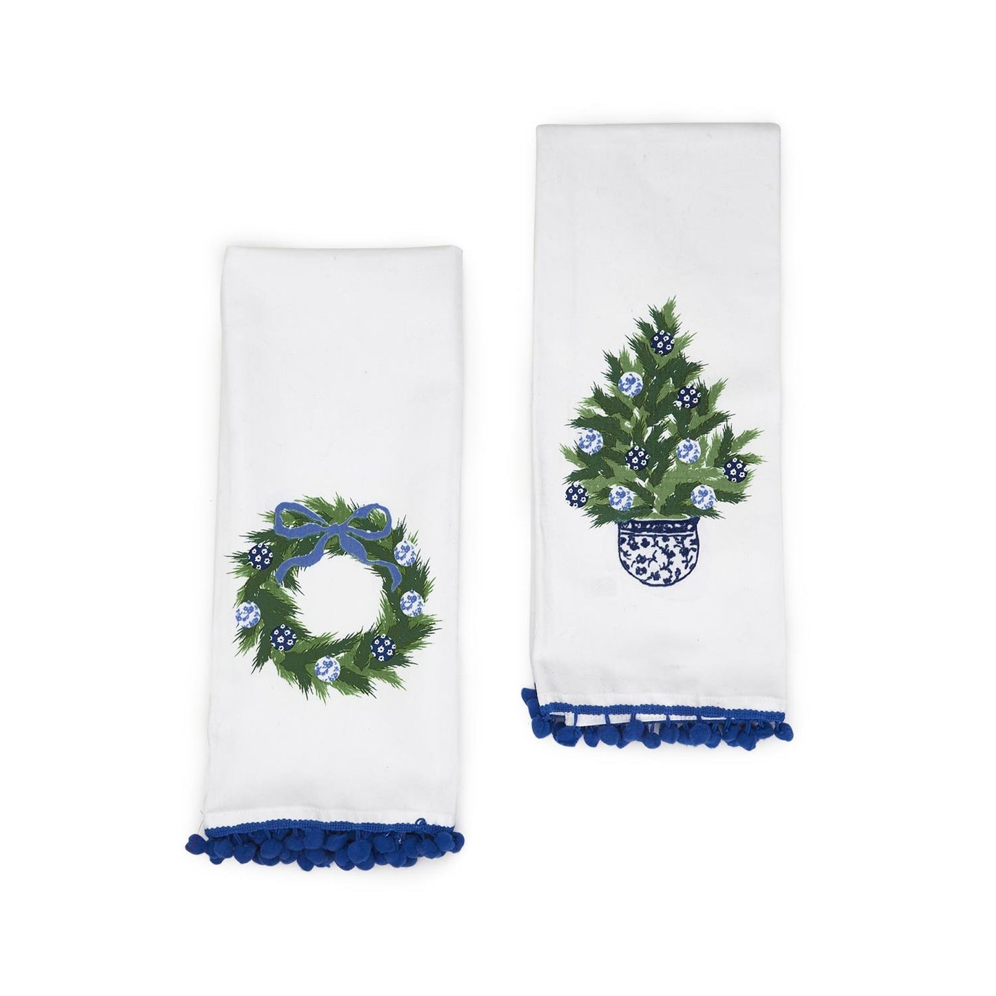 Blue and White Holiday, Set of 2 Dish Towels
