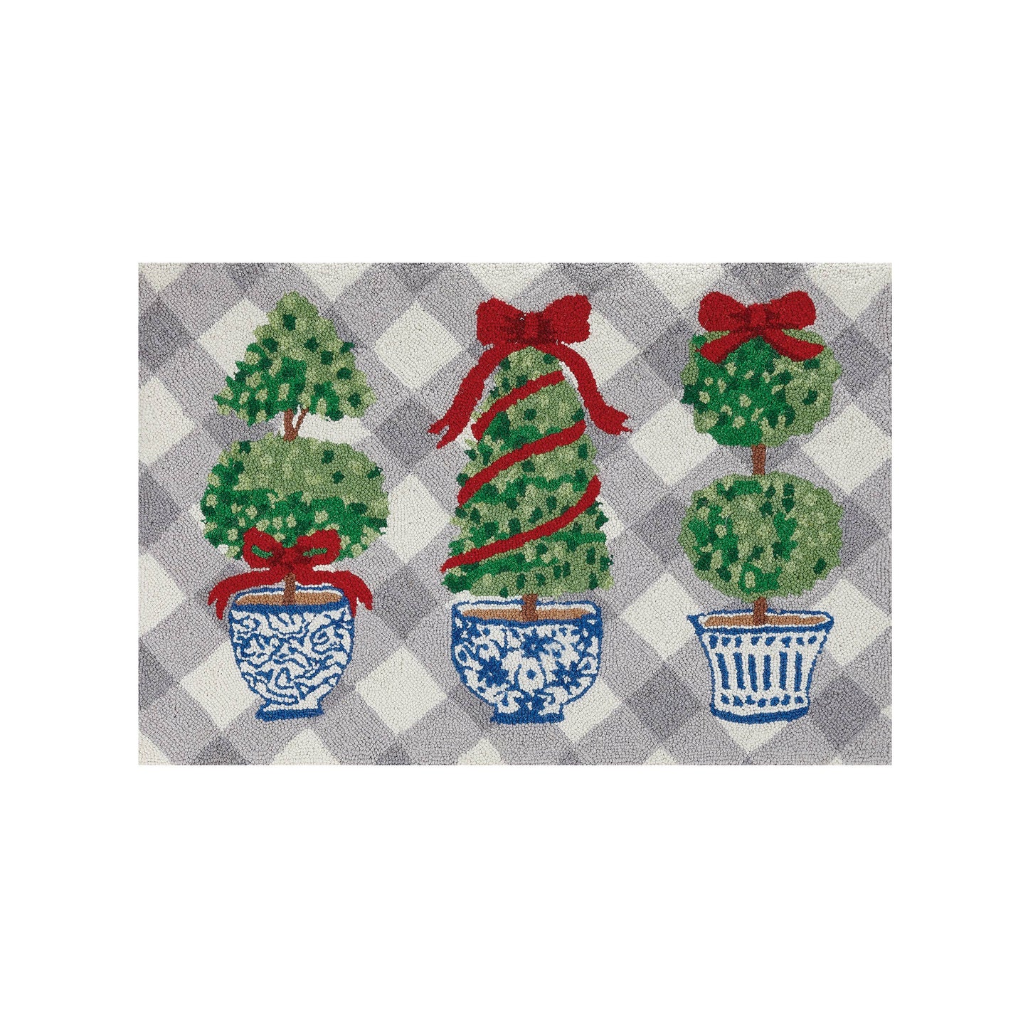 Holiday Topiaries Hook Rug