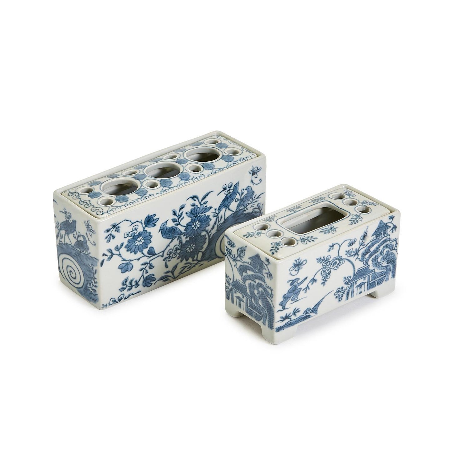 Blue and White Flower Brick Vase