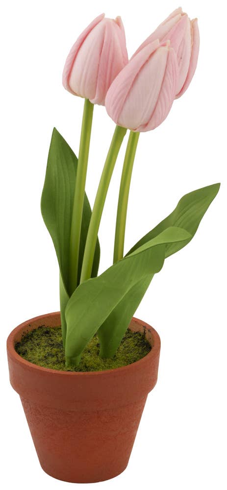 Pink Potted Faux Tulips