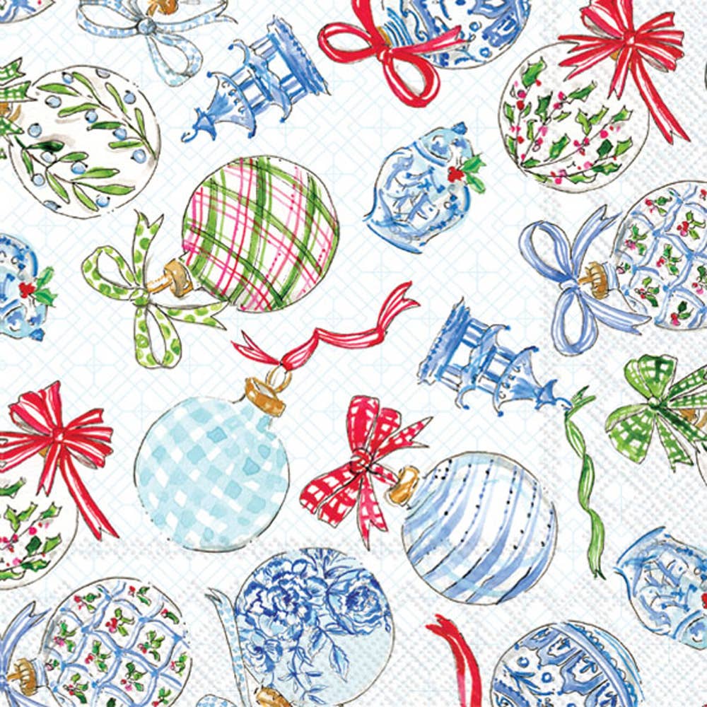 Blue Ornaments Christmas, Cocktail Napkins