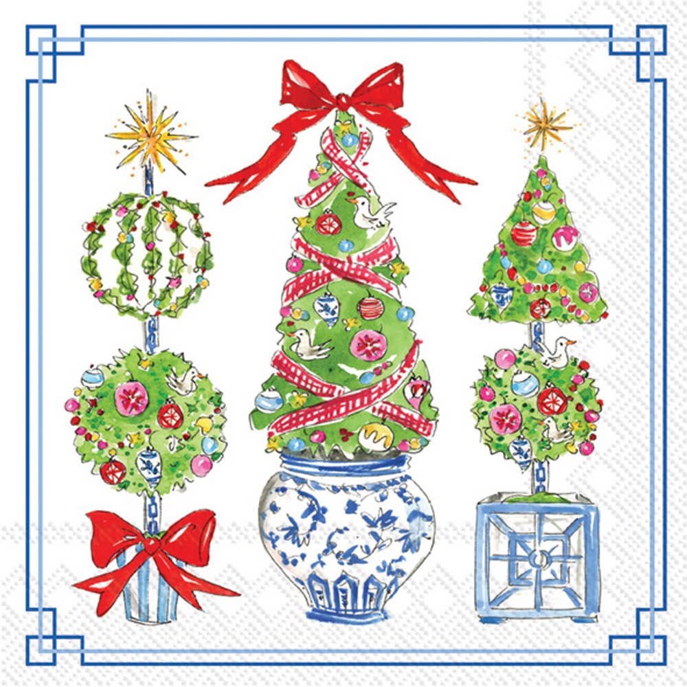 Bright Topiary Trees Christmas, Cocktail Napkins