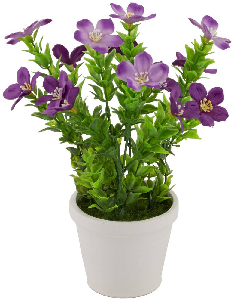 Faux Purple Impatiens Potted Plant