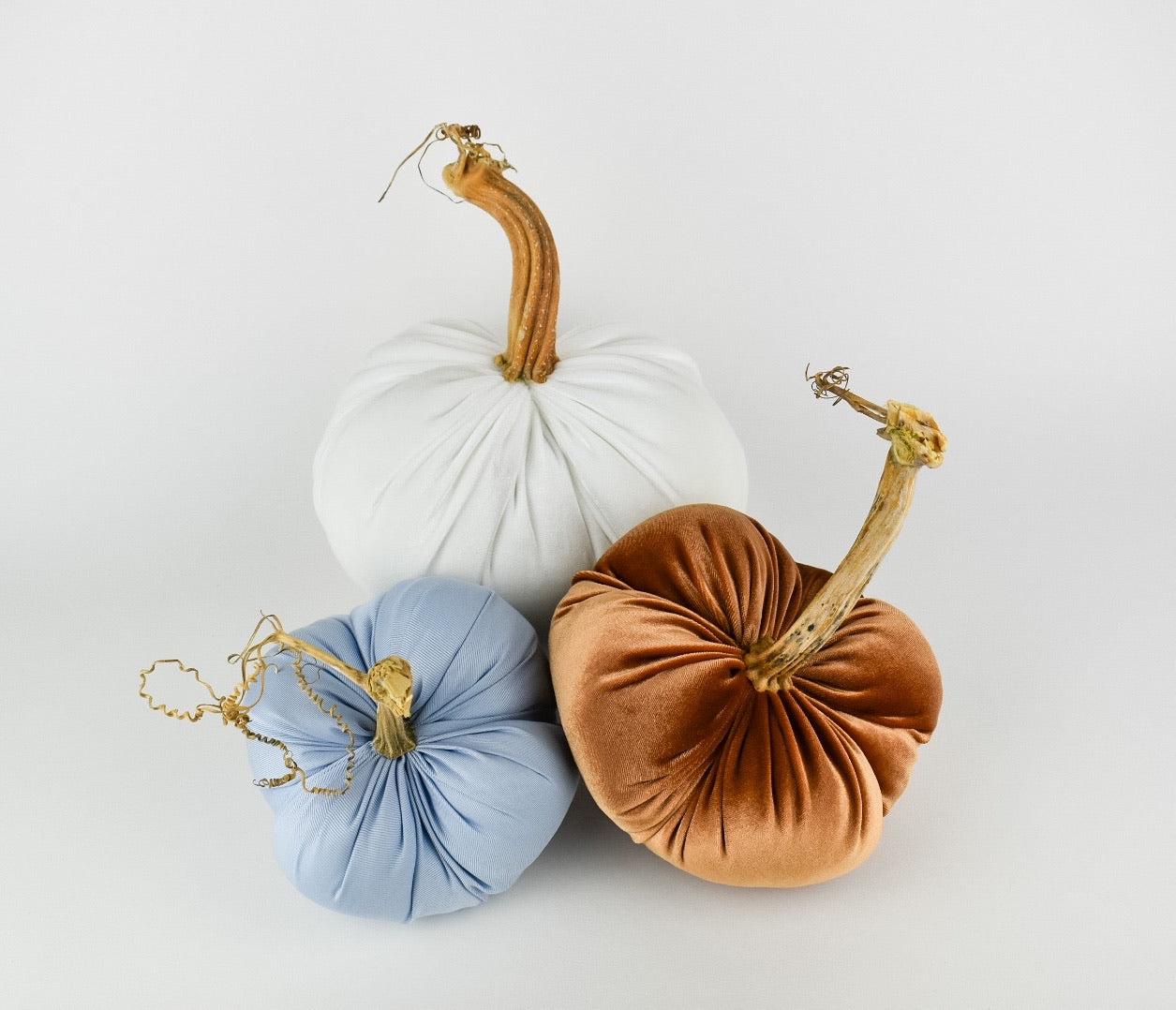 Copper Velvet Pumpkin with Real Stem, Fall Decor,Sold Individually
