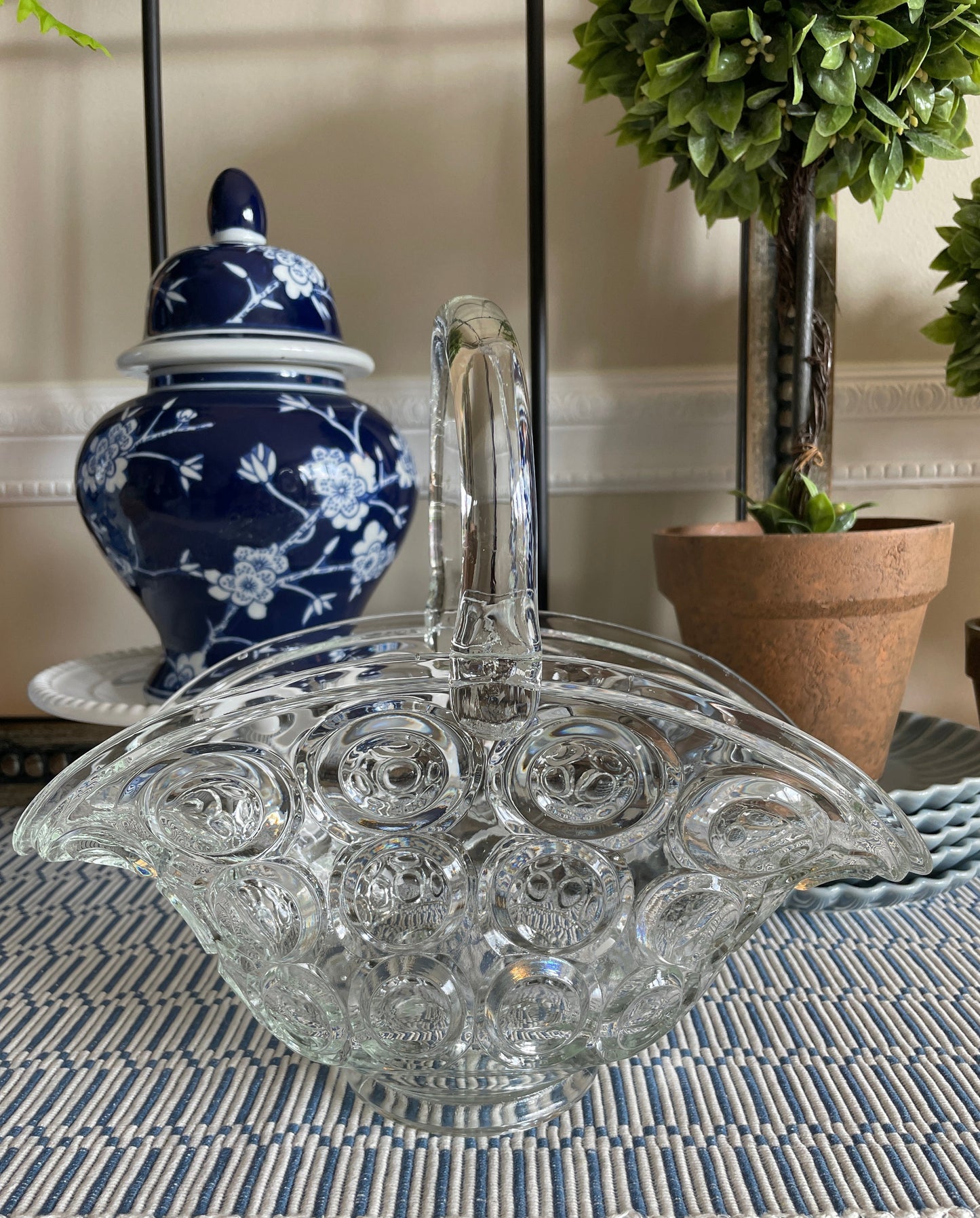 Vintage Clear Glass Basket