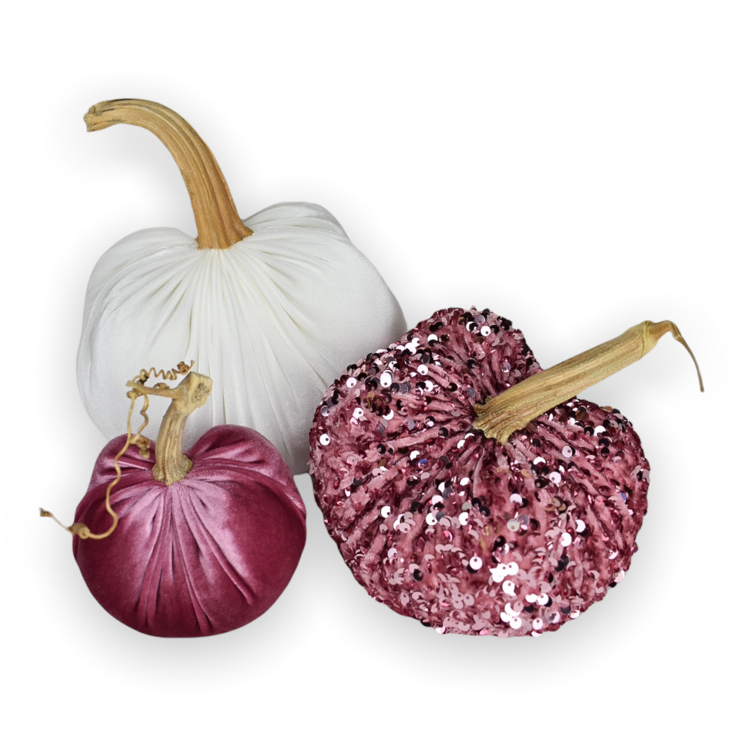 Pink Velvet Pumpkin Embellished with Pink Sequins, Fall Decor,Sold Individually