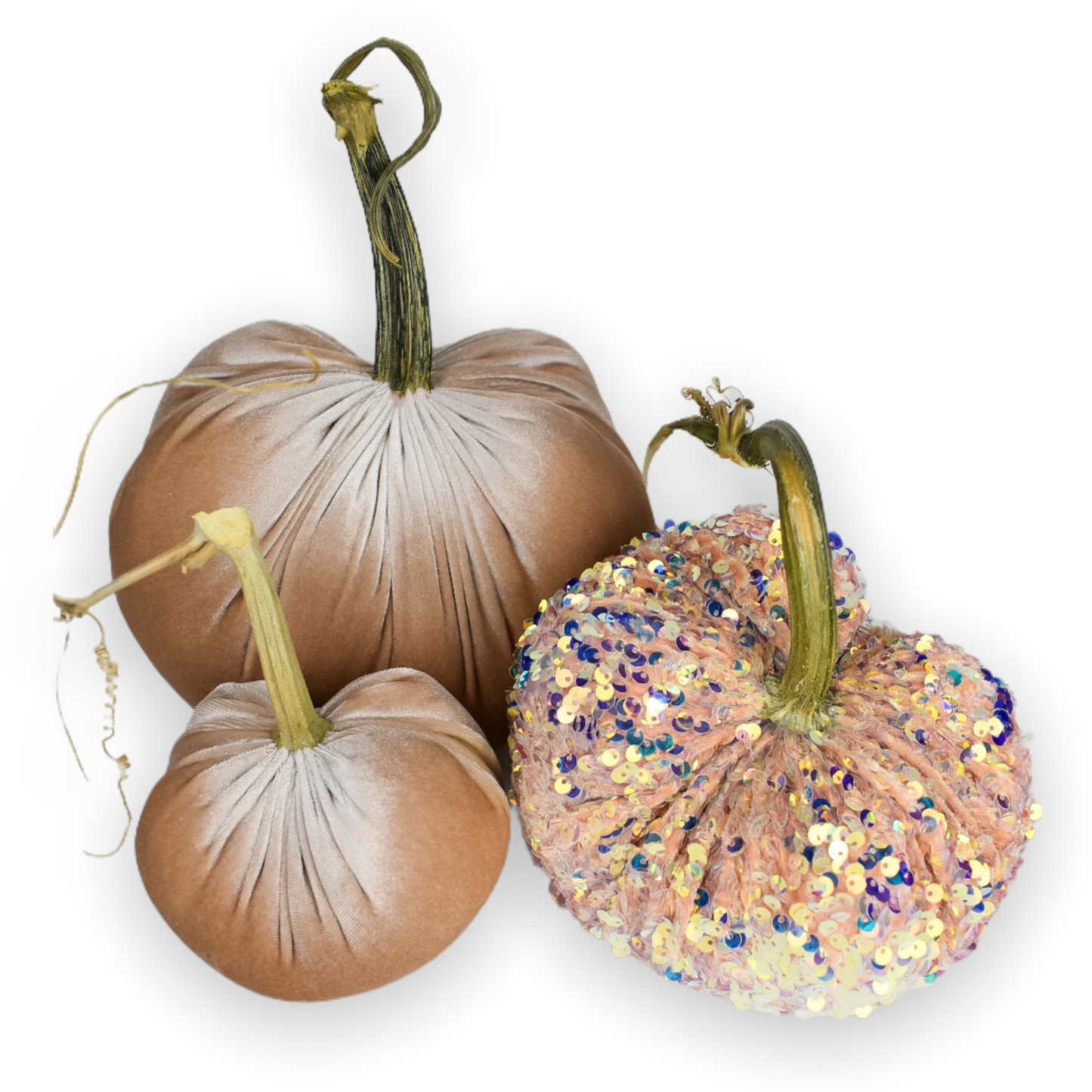 Gold Velvet Pumpkin Embellished with Iridescent Sequins, Fall Decor,Sold Individually