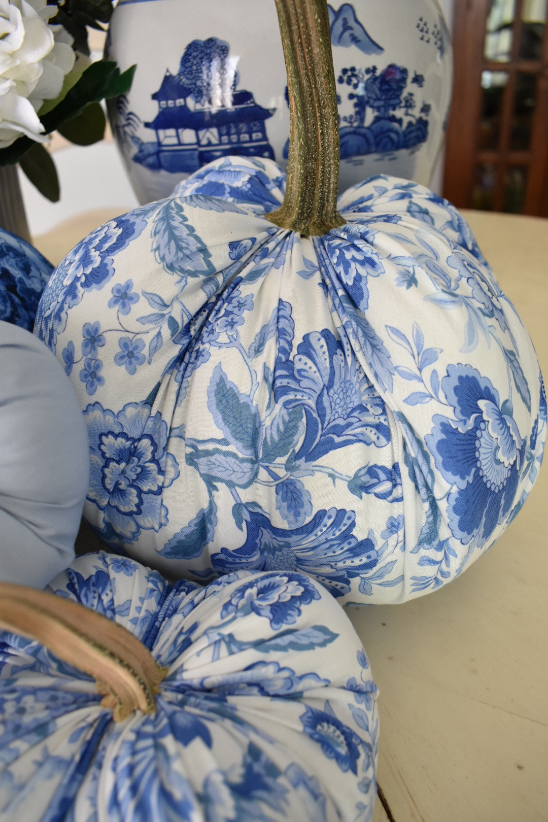 Light Blue Floral Pumpkin