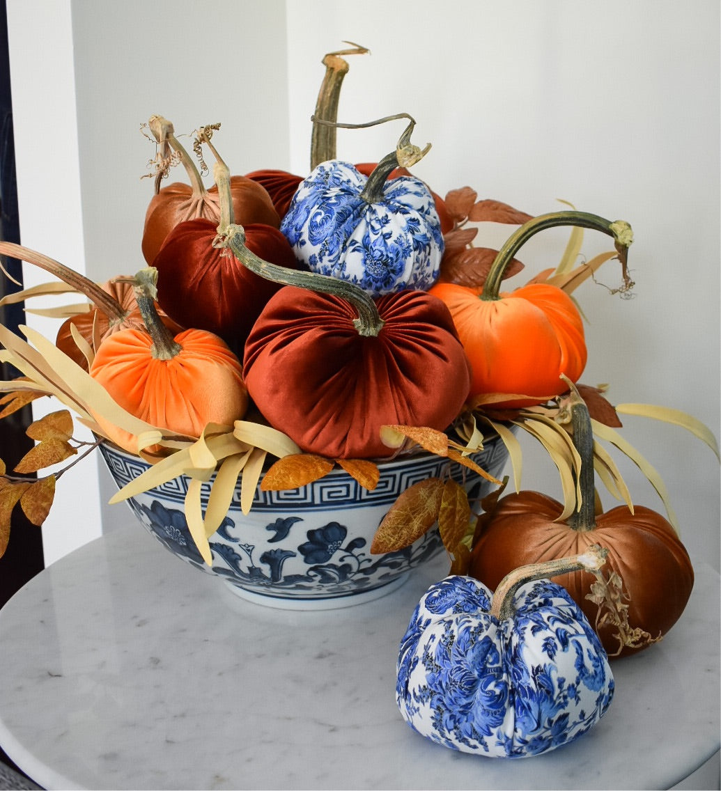 Velvet Pumpkin Copper with Real Stem, Fall Decor,Sold Individually