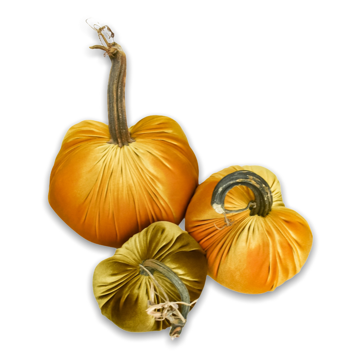 Bright Gold Velvet Pumpkin with a Real Stem, Fall Decor,Sold Individually